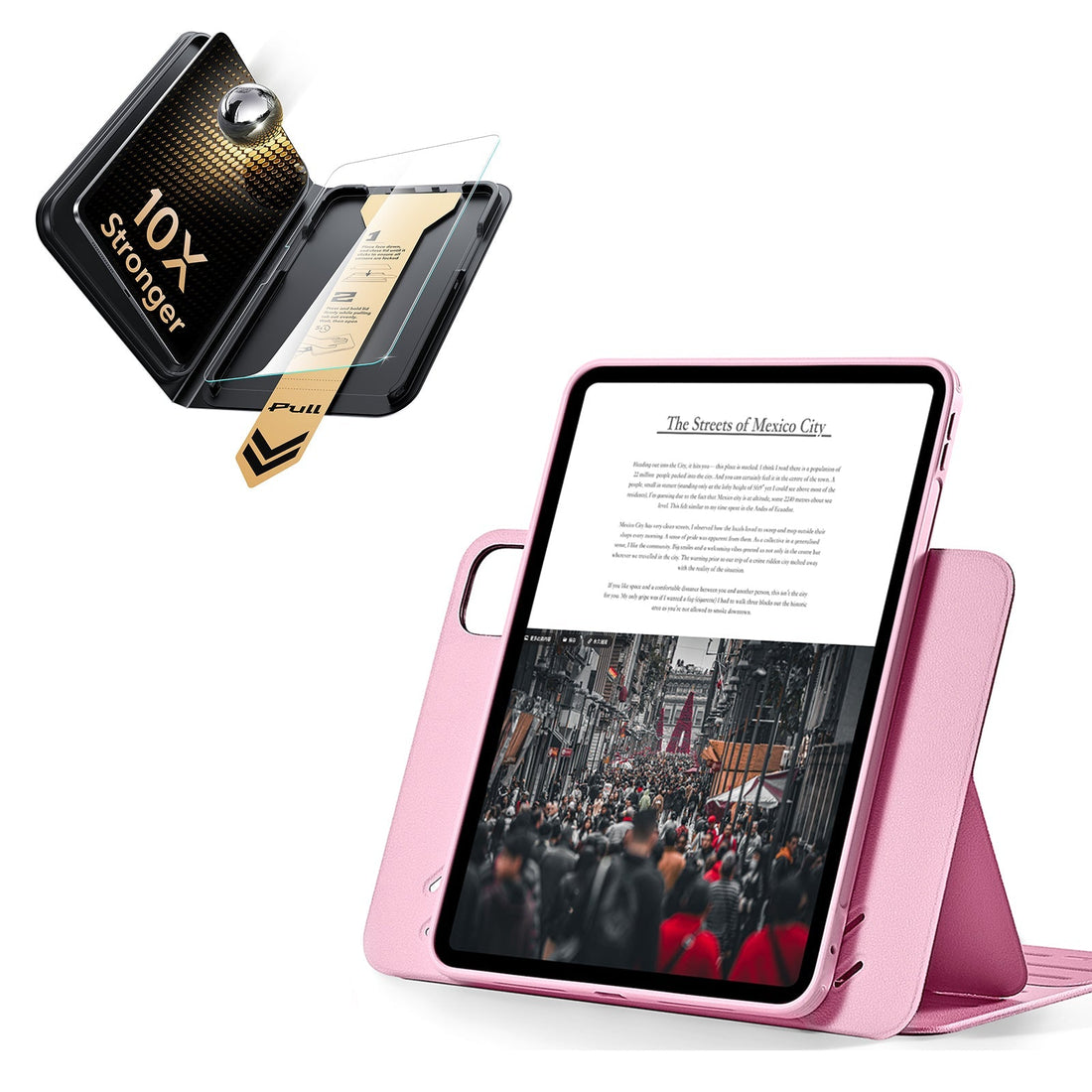 iPad Pro 11" (M5) 2025 Bundle Shift Magnetic Case & Armorite Pro Screen Protector With UltraFit Tray - Pink