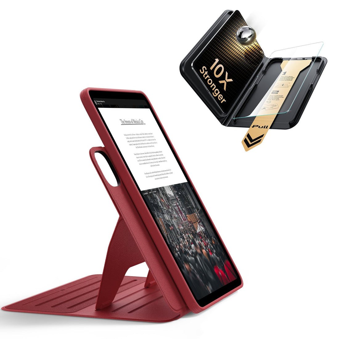 iPad Pro 11" (M5) 2025 Bundle Shift Magnetic Case & Armorite Pro Screen Protector With UltraFit Tray - Red
