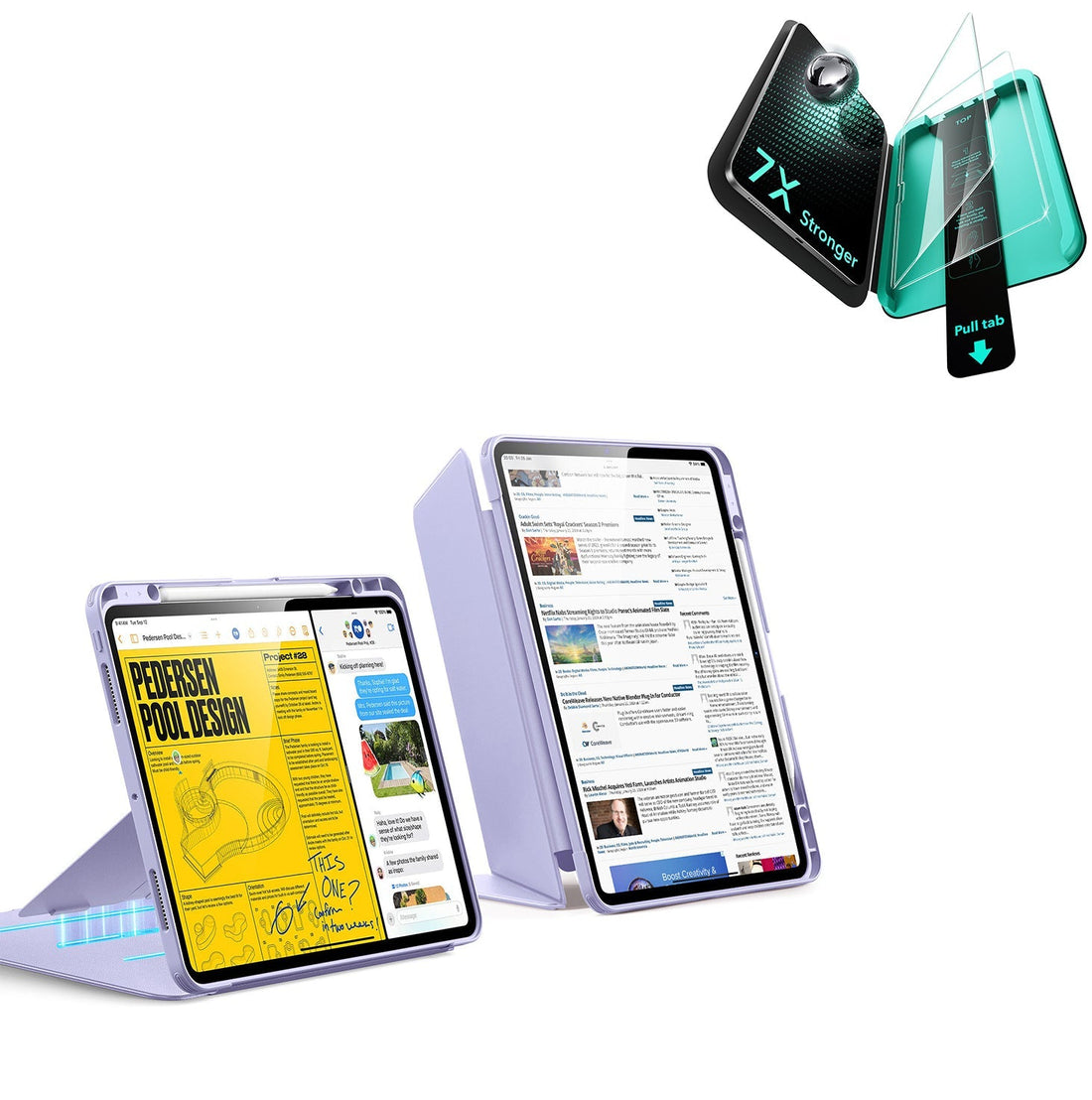 iPad Pro 13" (2025) Bundle Flip Magnetic Case with Pencil Holder & Armorite® Protection - Purple