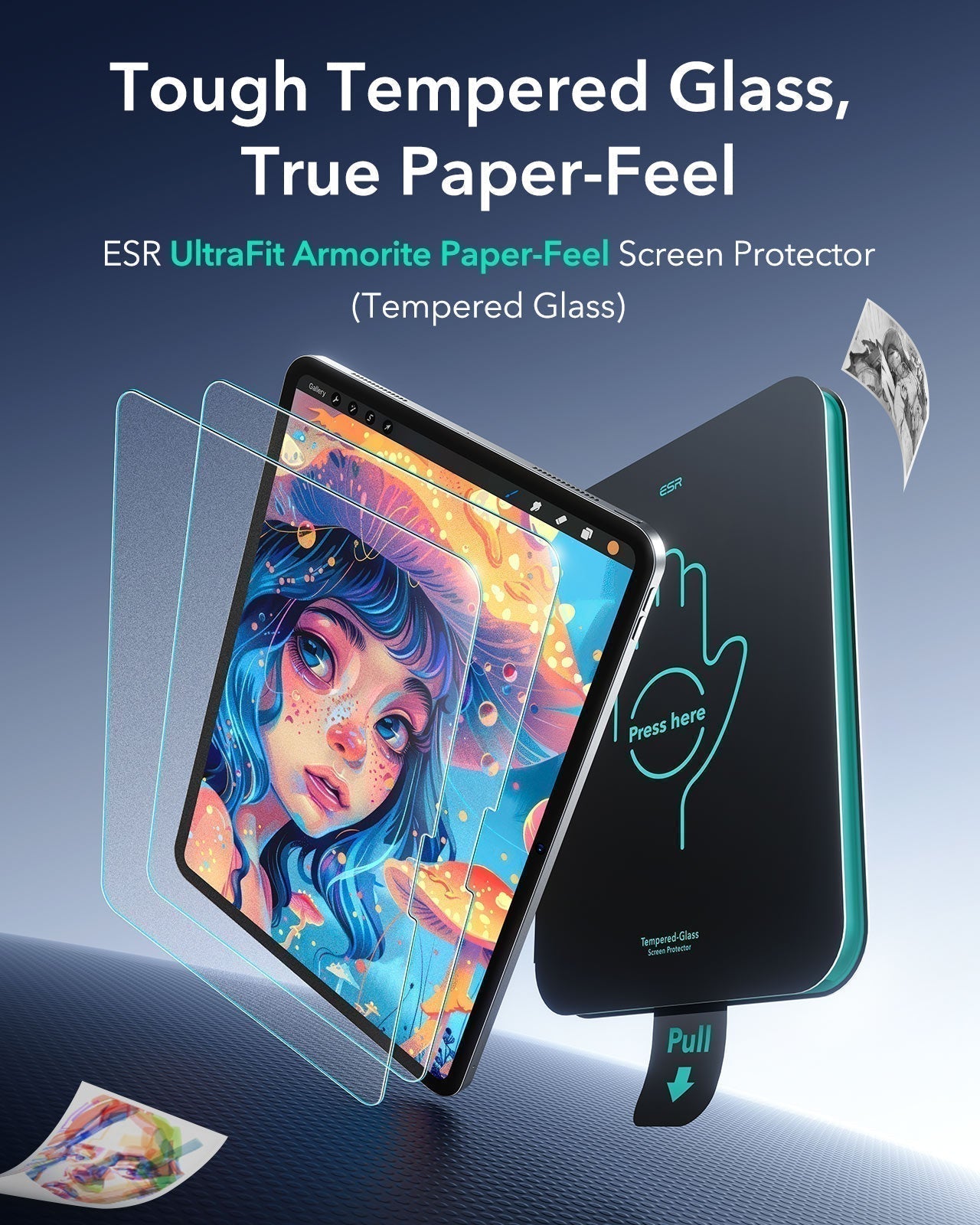 iPad Pro 13" (2025) Bundle Shift Magnetic Case & Armorite® Paper-Feel Protection - Navy Blue ESR ESR
