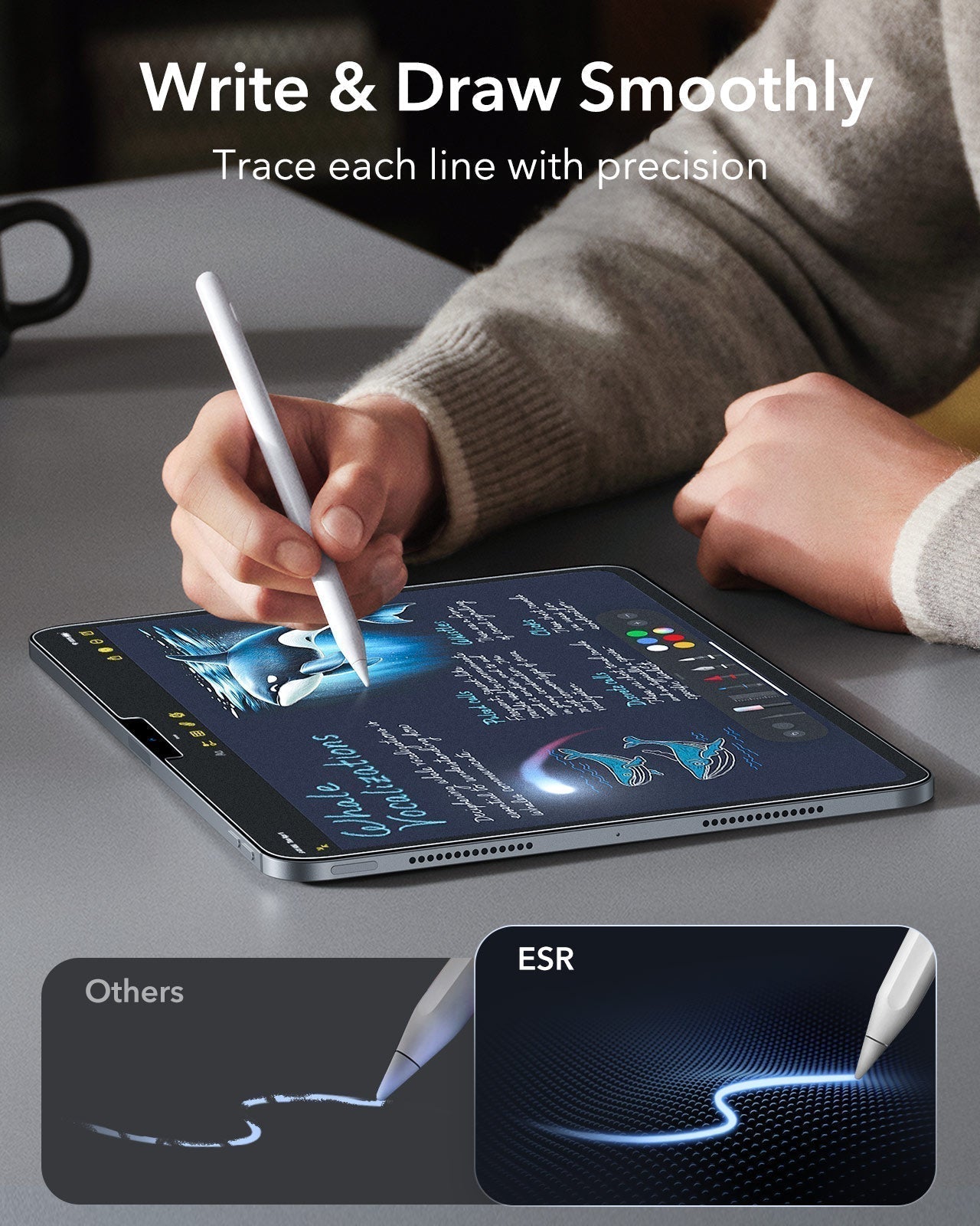 iPad Pro 13" (2025) Bundle Shift Magnetic Case & Armorite® Paper-Feel Protection - Navy Blue ESR ESR