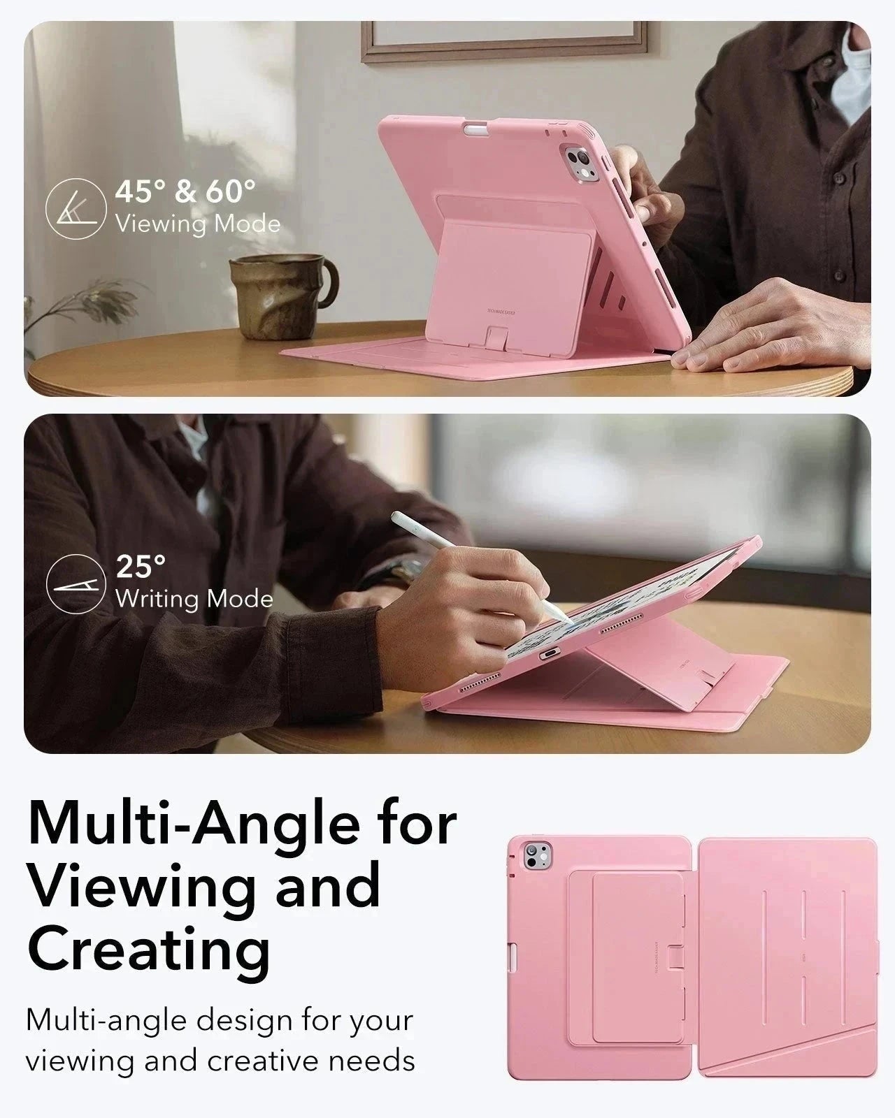 iPad Pro 13" (2024) Flip Magnetic Case with Pencil Holder - Pink ESR ESR