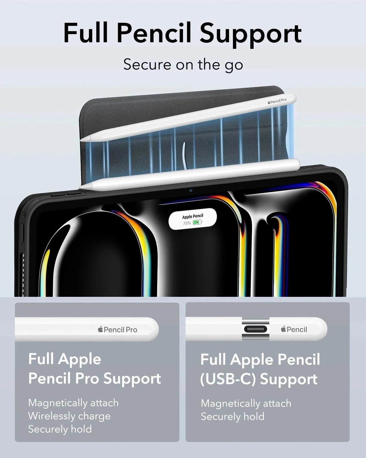 magnetic clear ipad pro 13 inch case with pencil support