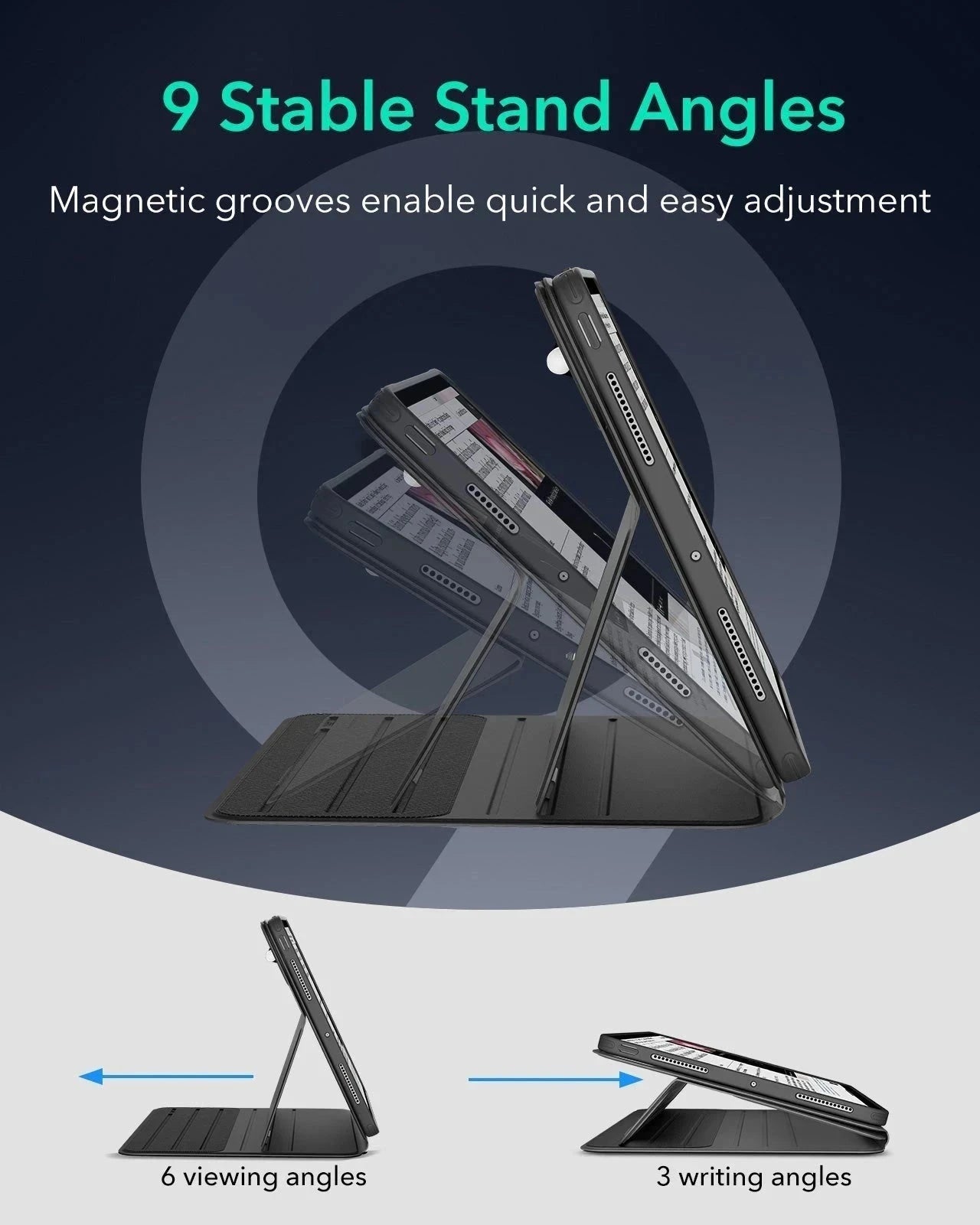 ipad pro 13 inch case with 9 stable stand angles
