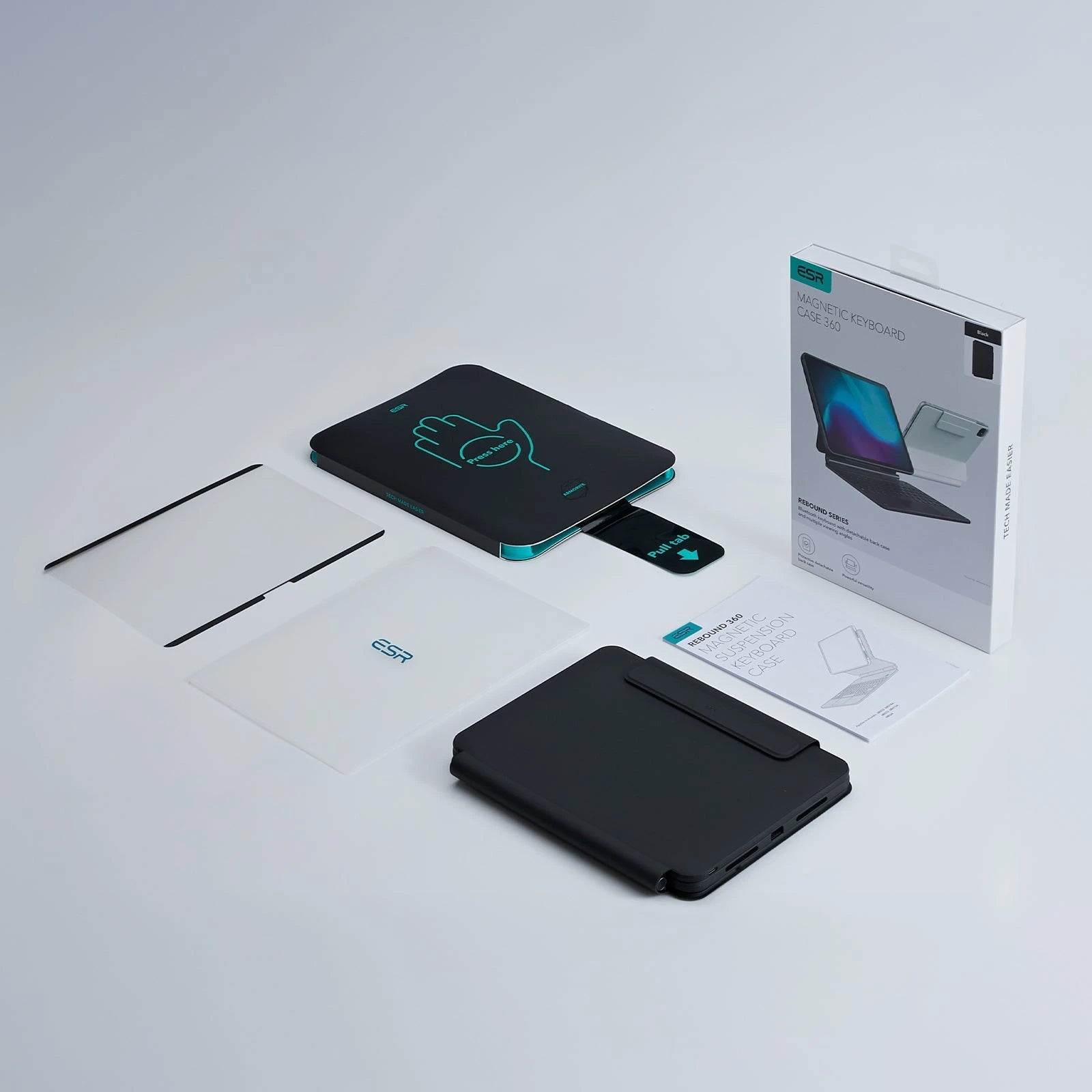 iPad Air 11” (2025) Rebound Magnetic Keyboard Case 360 Protection Paper-Feel Bundle-UK Layout-Black ESR ESR