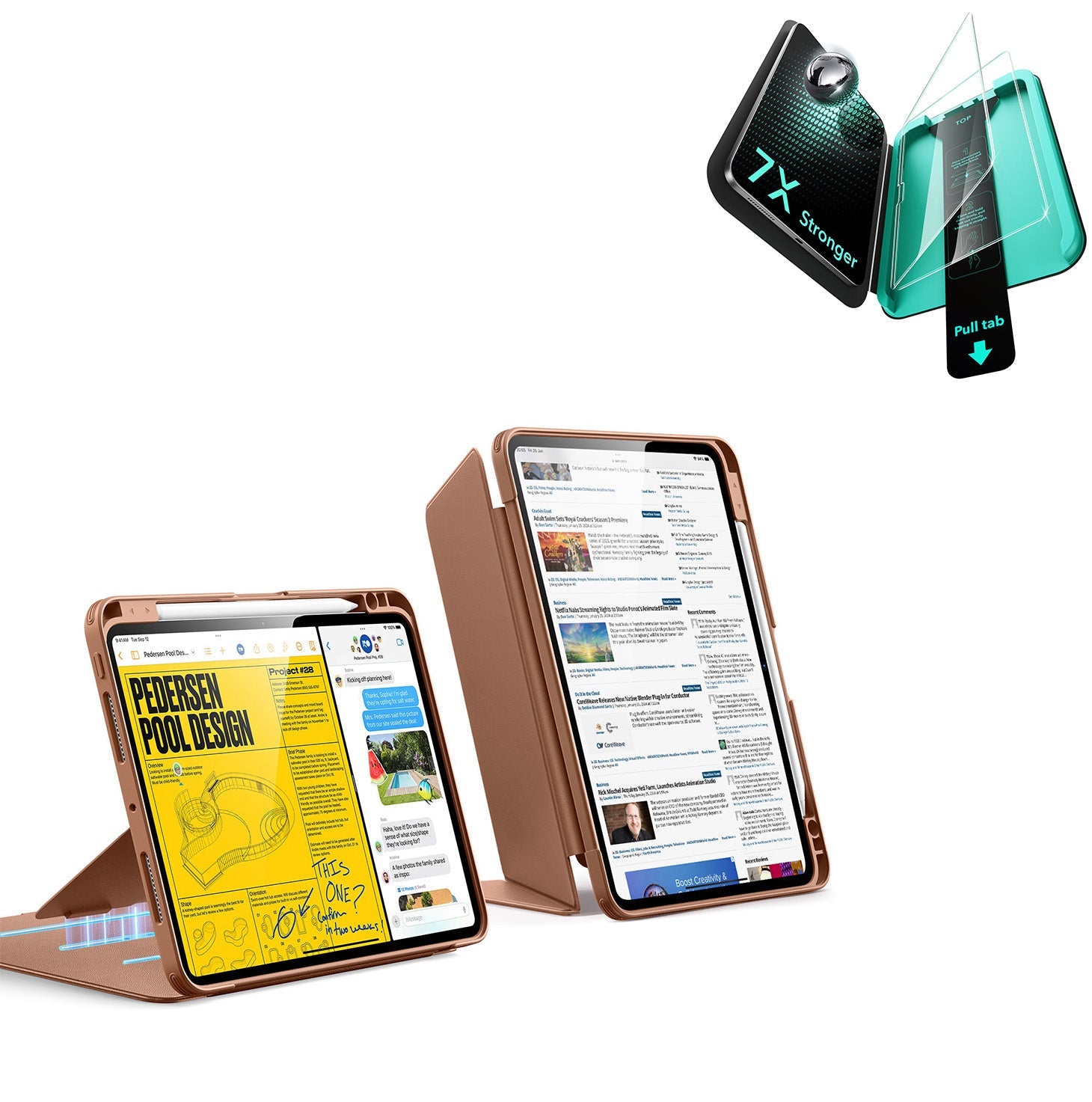 iPad Pro 11" (2025) Bundle Flip Magnetic Case with Pencil Holder & Armorite® Protection - Brown