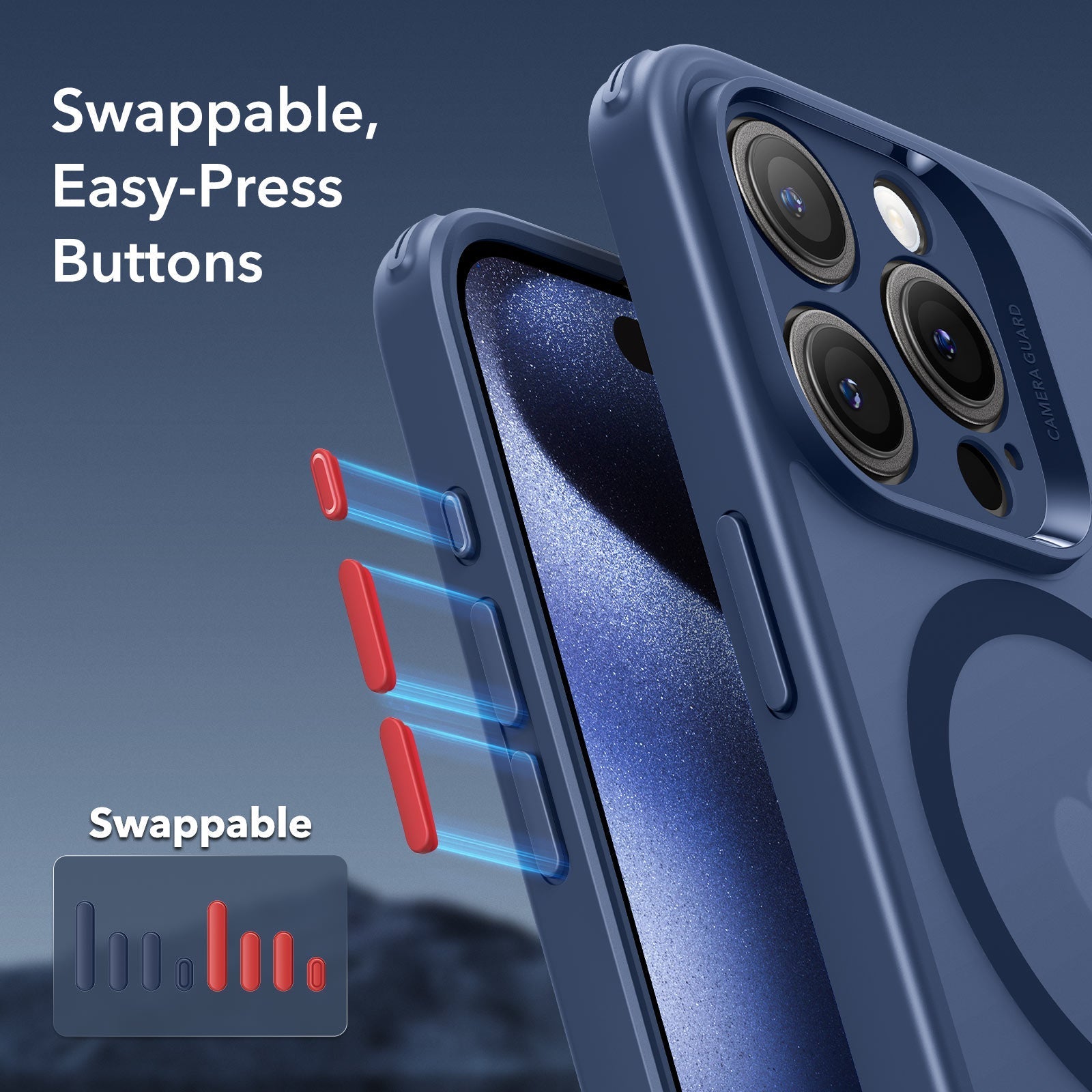 iPhone 15 Pro Max Classic Pro Case (HaloLock) Set - Frosted Dark Blue ESR ESR