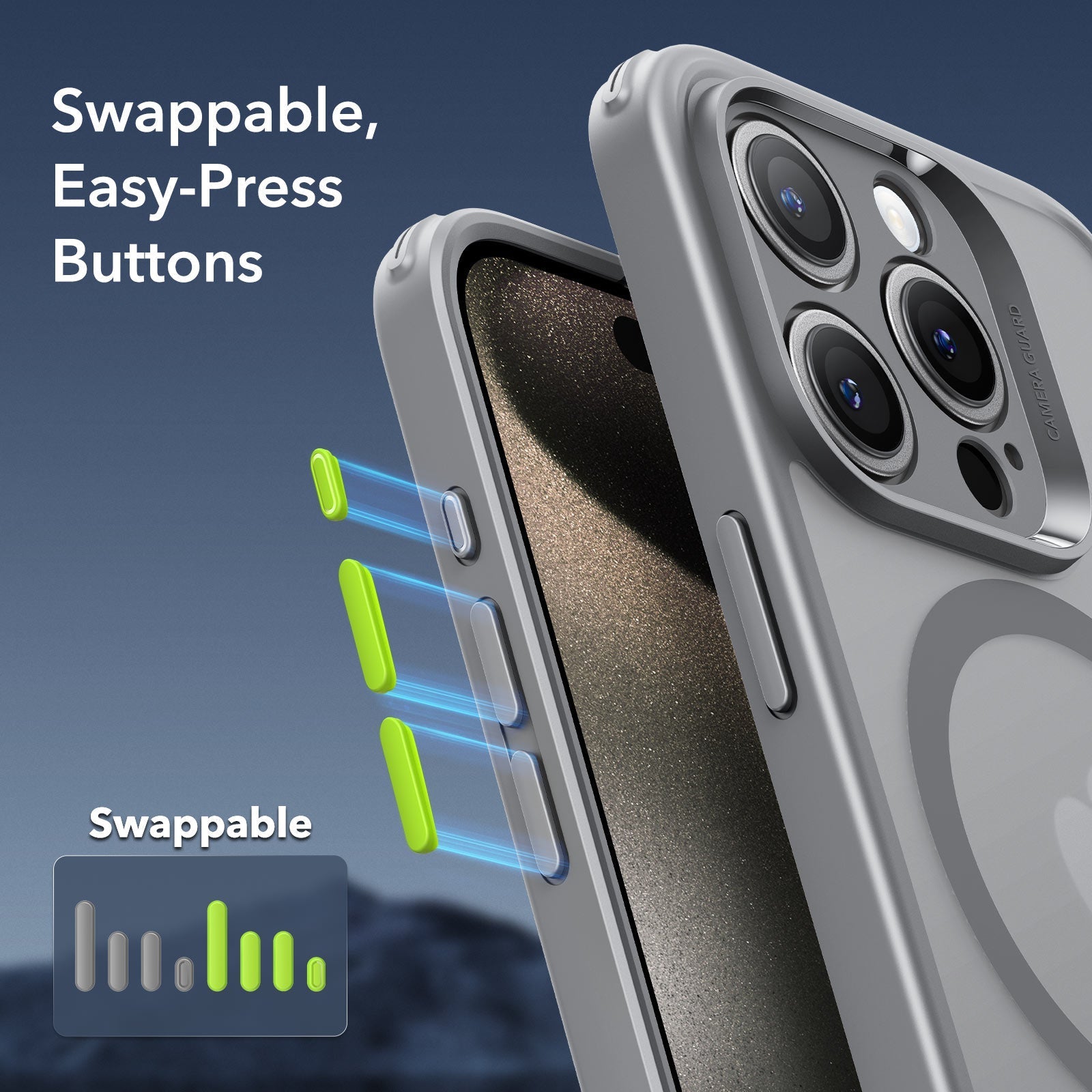 iPhone 15 Pro Max Classic Pro Case (HaloLock) Set - Frosted Grey ESR ESR