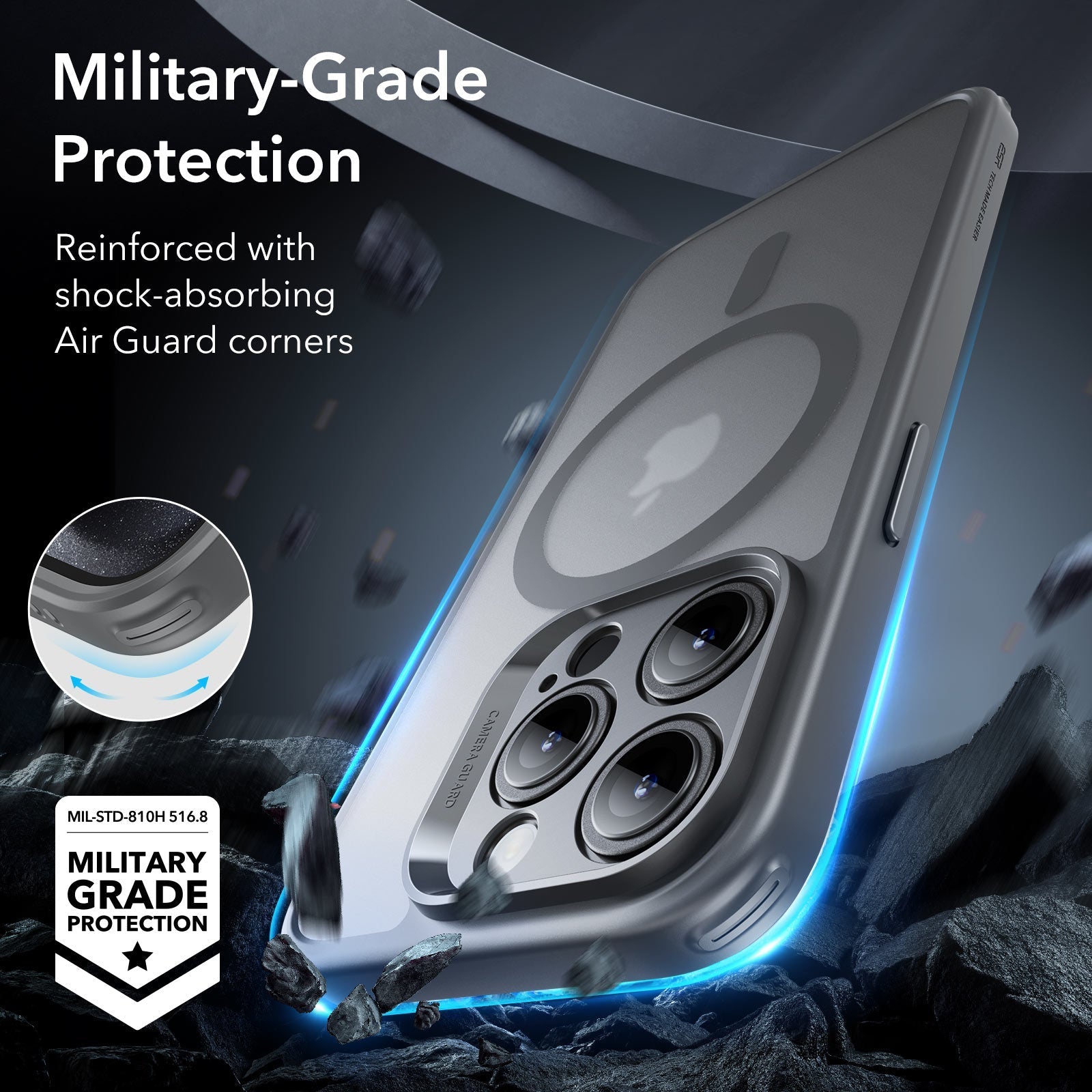 iPhone 15 Pro Max Classic Pro Case (HaloLock) Set - Frosted Grey ESR ESR