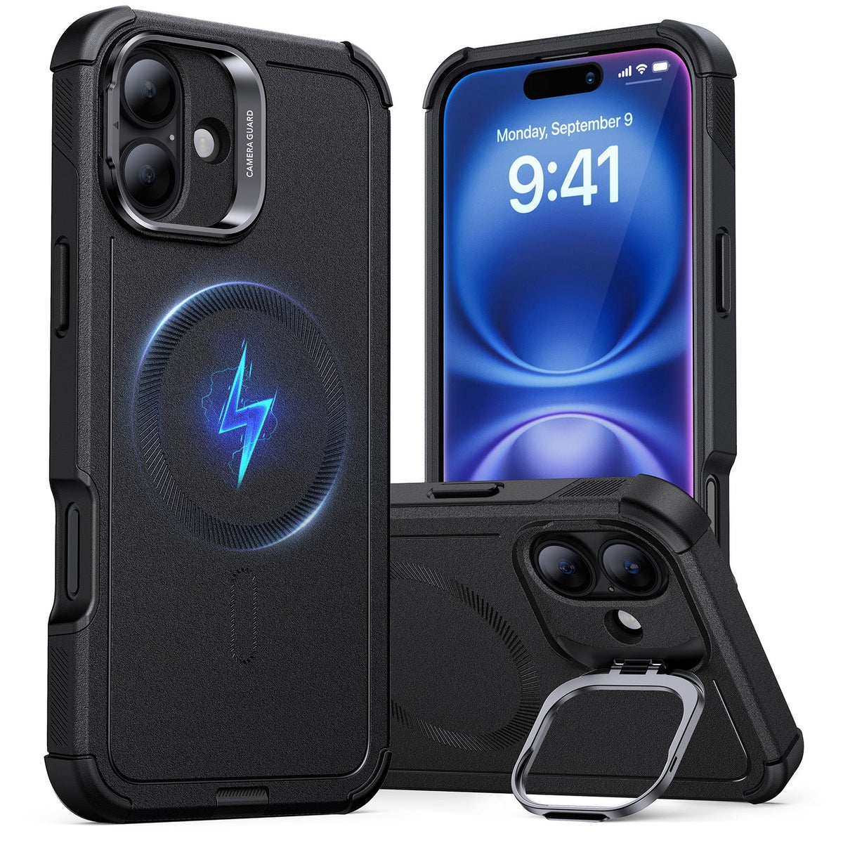 iPhone 16 Plus Cyber Tough Case Stash Stand
