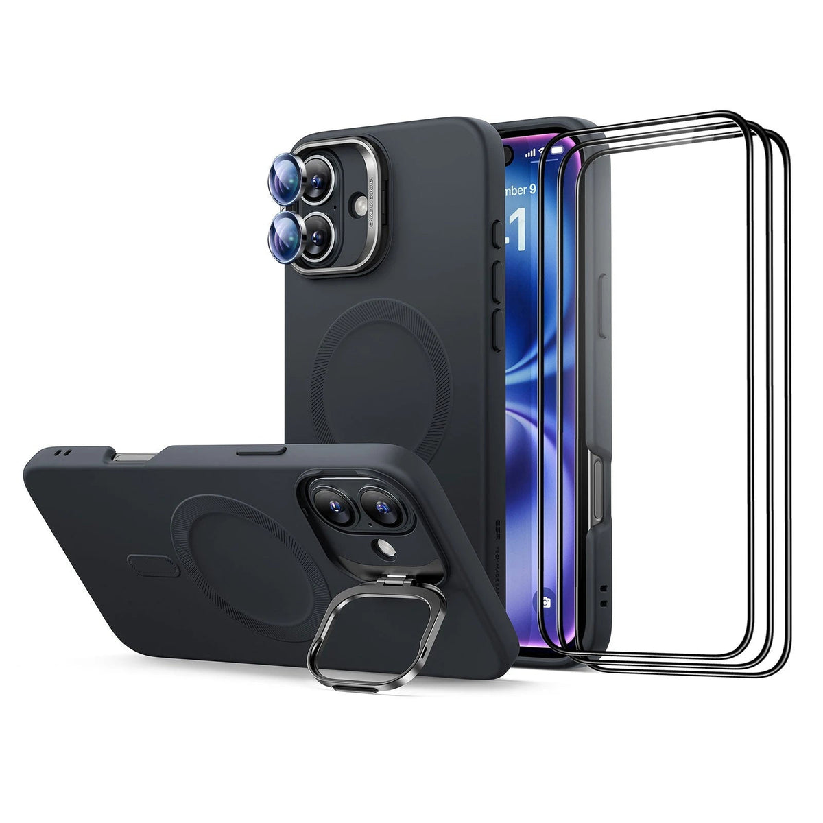 iPhone 16 Plus Cloud Soft Case Stash Stand Protection Bundle