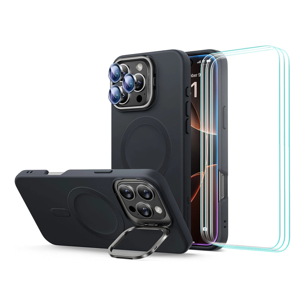 iPhone 16 Pro Cloud Soft Case Stash Stand Protection Bundle
