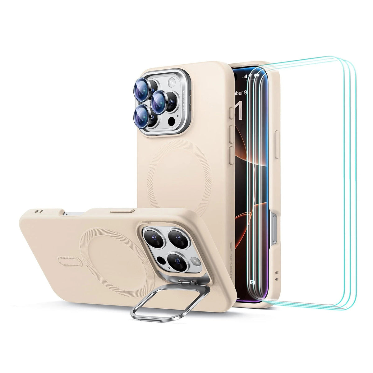 iPhone 16 Pro Cloud Soft Case Stash Stand Protection Bundle Light