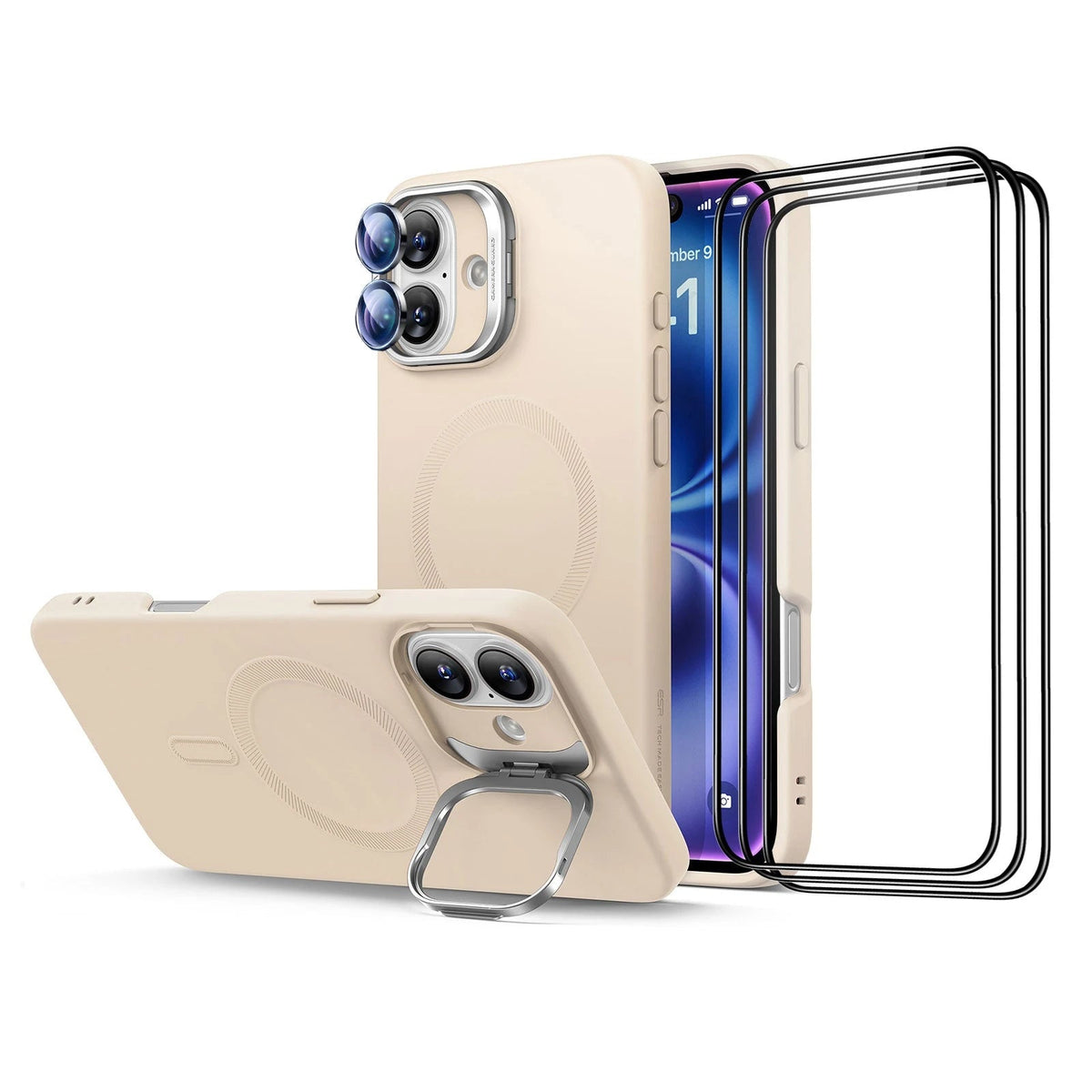 iPhone 16 Cloud Soft Case Stash Stand Protection Bundle Light