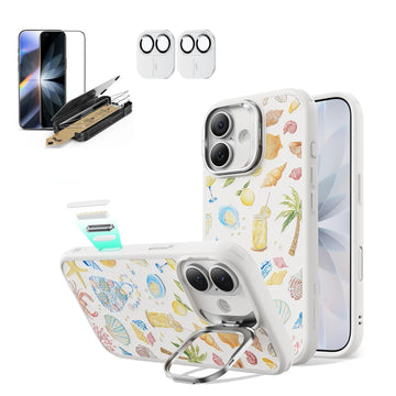 Withe Shell iPhone 17 Pro Magsafe Case with Stand pair  Corning Glass Screen Protector