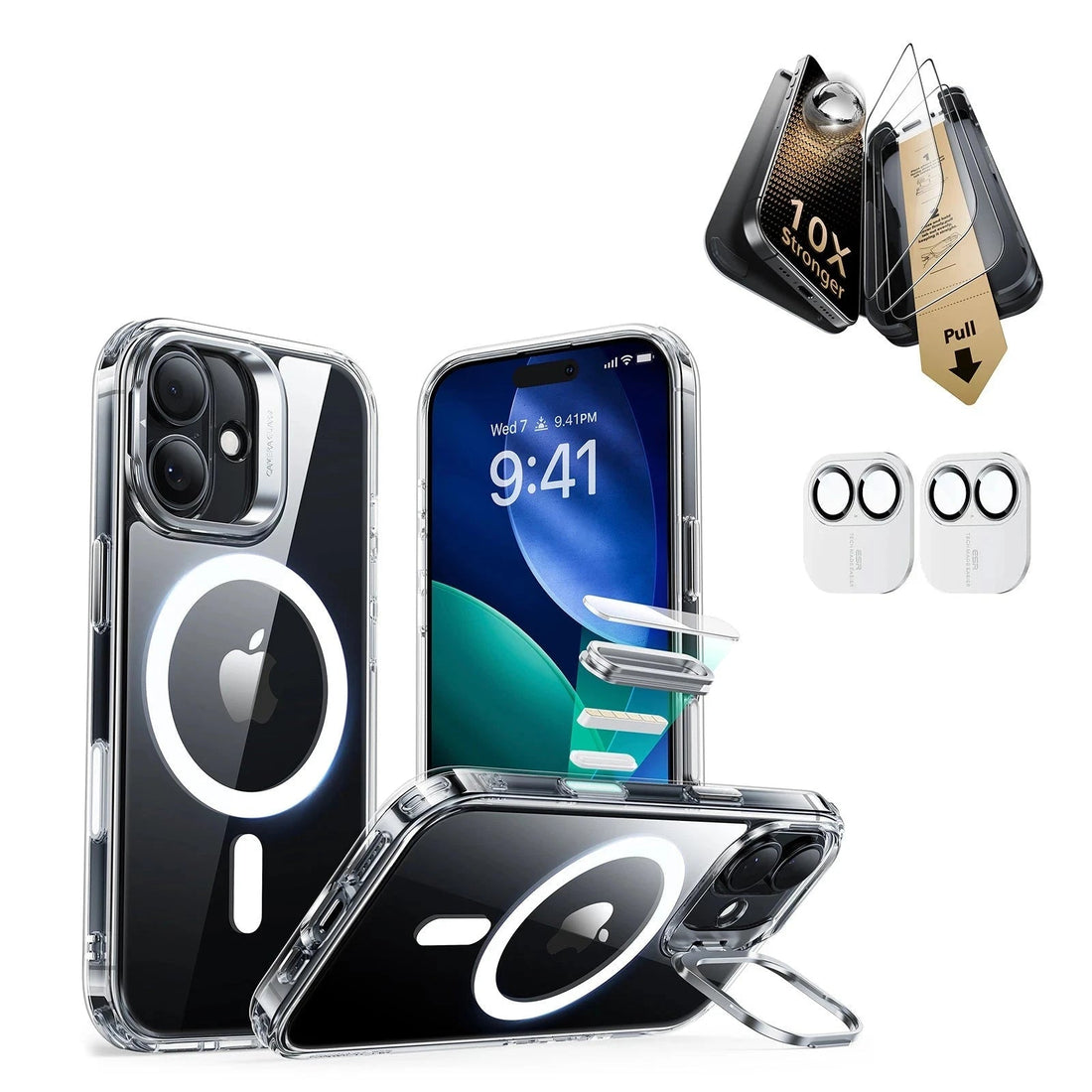 iPhone 17 Classic Hybrid Magsafe Case with Corning Glass Screen Ptorctor Clear