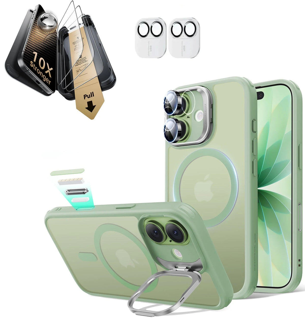 iPhone 17 Bundle Classic Hybrid Magnetic Case Armorite Pro Screen Protector Frosted Light Green