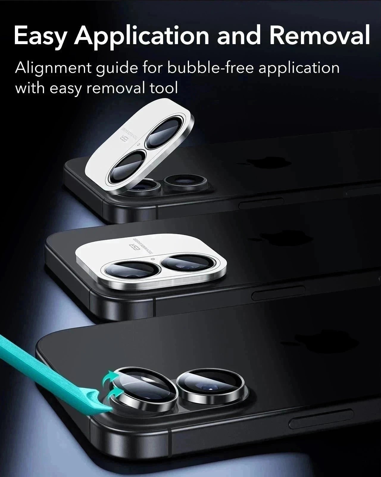 ESR iPhone 17 Armorite Camera Lens Protector Black easy application