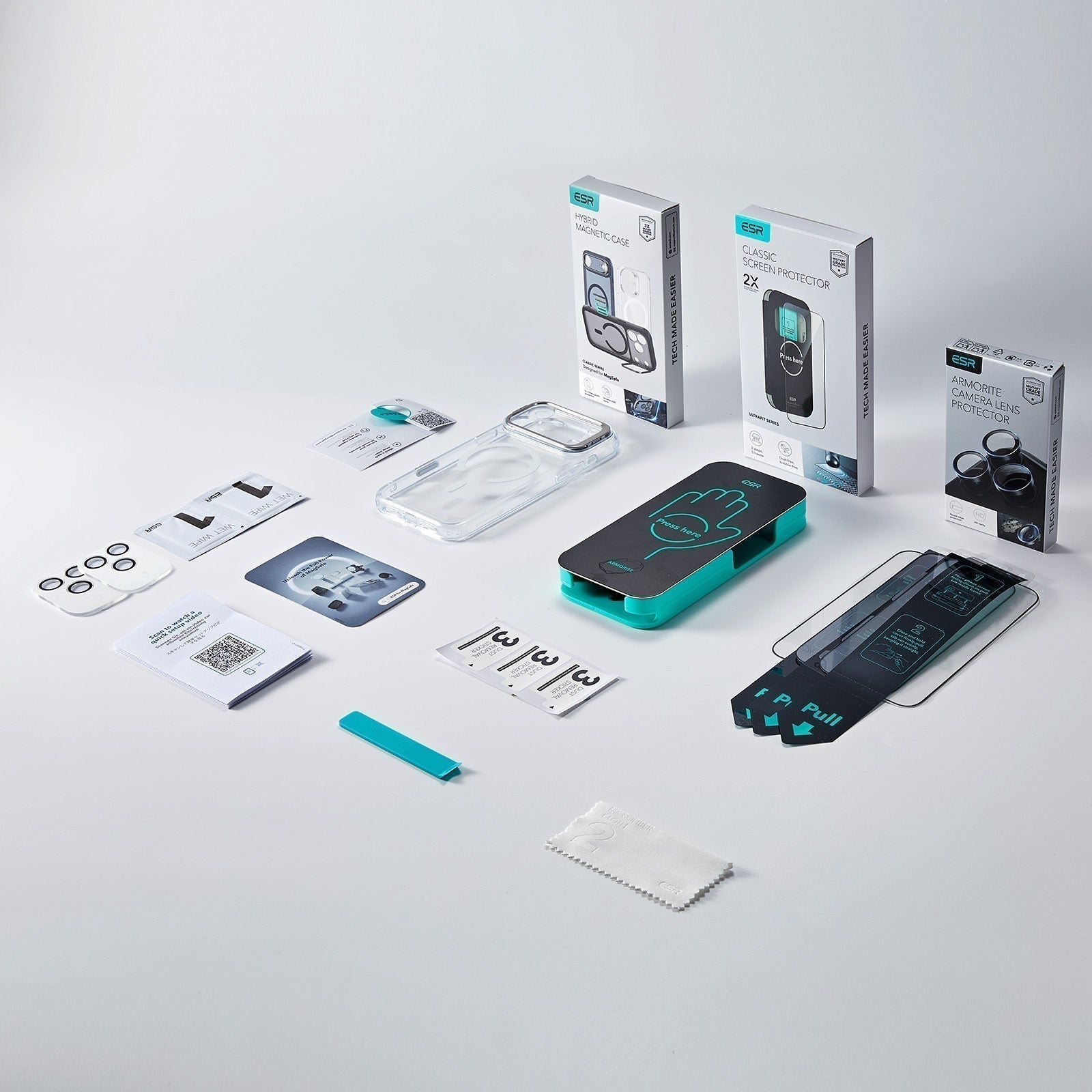 iPhone 17 Bundle Classic Hybrid Magnetic Case (Camera Control, Stash Stand) and Armorite Screen Protector - Clear ESR ESR