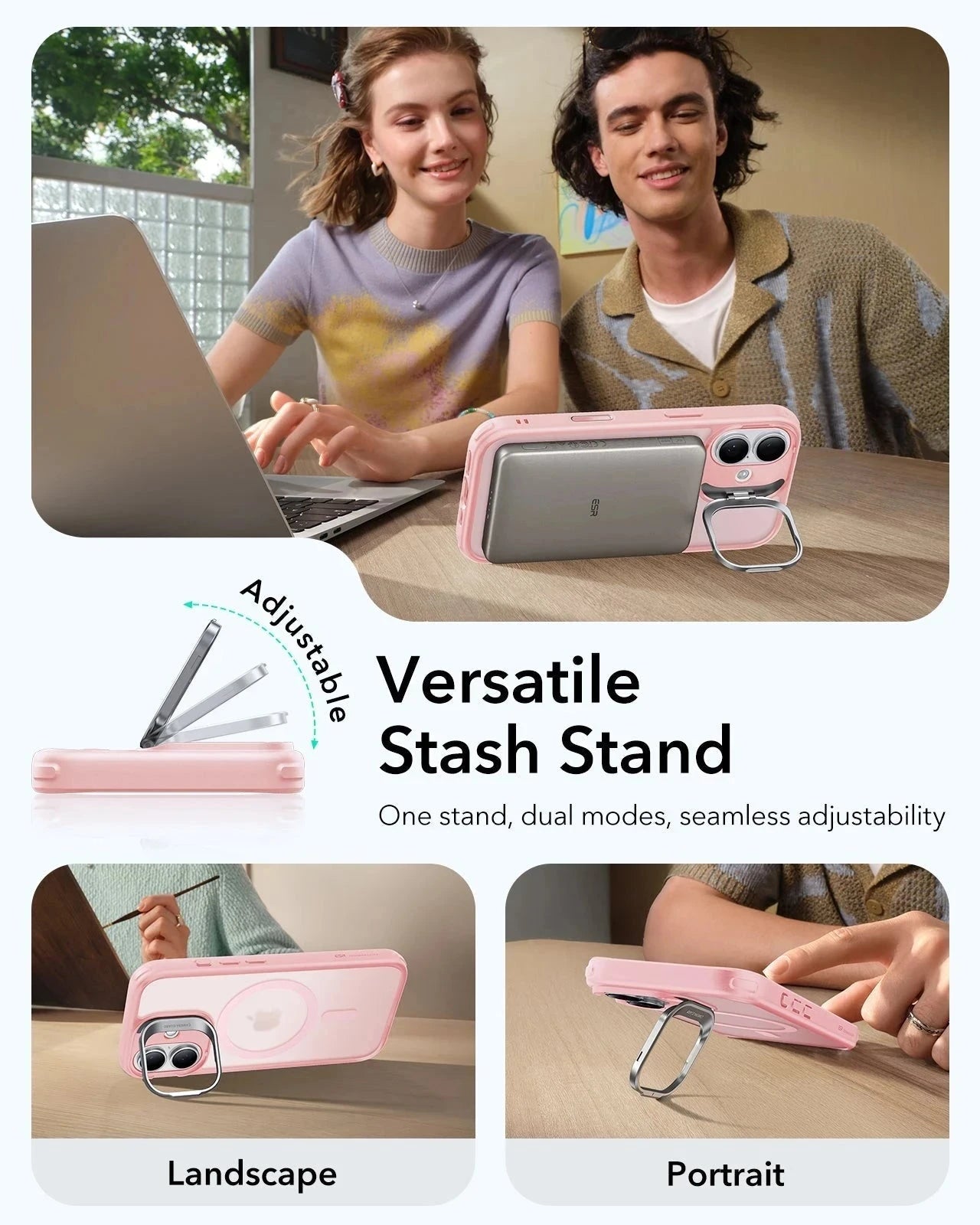 iPhone 17 Classic Hybrid Magsafe Case Frosted Bubblegum Pink Versatile Stash Stand
