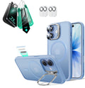 iPhone 17 Classic Hybrid Magsafe Case with Stand & Armorite Screen Protector Bundle Frosted Light Blue