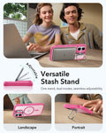 iPhone 17 Classic Hybrid Magsafe Case Frosted Pink Versatile Stash Stand