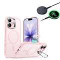 iPhone 17 Classic Hybrid Magsafe Case With Stand  and Qi2 Wireless Charger Frosted Bubblegum Pink