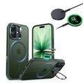 iPhone 17 Classic Hybrid Magsafe Case With Stand  and Qi2 Wireless Charger Froseted Green