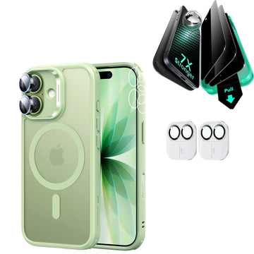 iPhone 17 Classic Hybrid Magsafe Case & Armorite Privacy Screen Protector Bundle Frosted Light Green