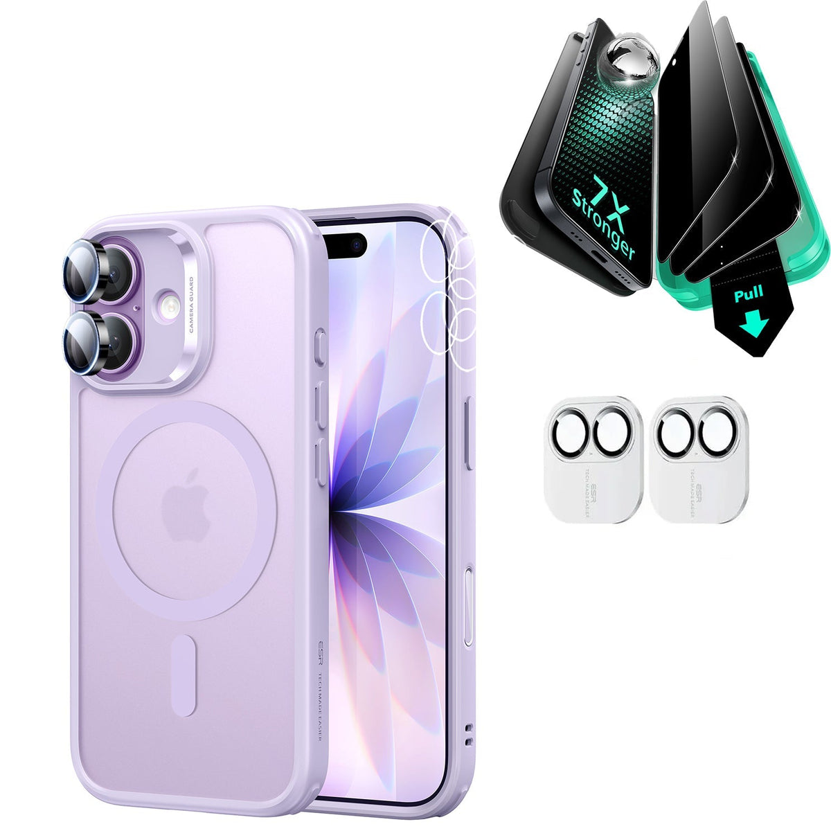 iPhone 17 Bundle Classic Hybrid Magnetic Case Armorite Privacy Screen Protector Frosted Light
