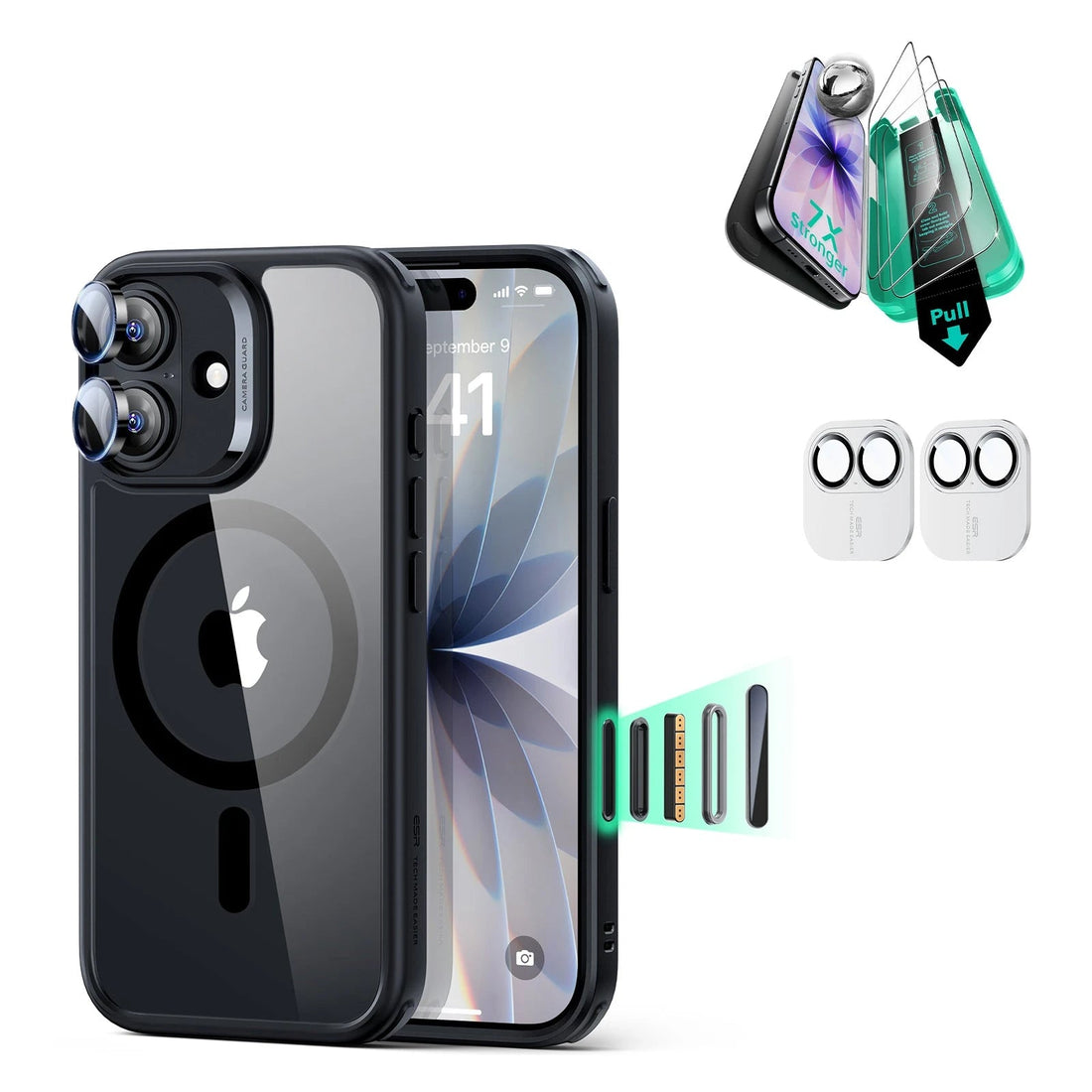 iPhone 17 Classic Hybrid Magsafe Case with Screen Protector Bundle Clear Black