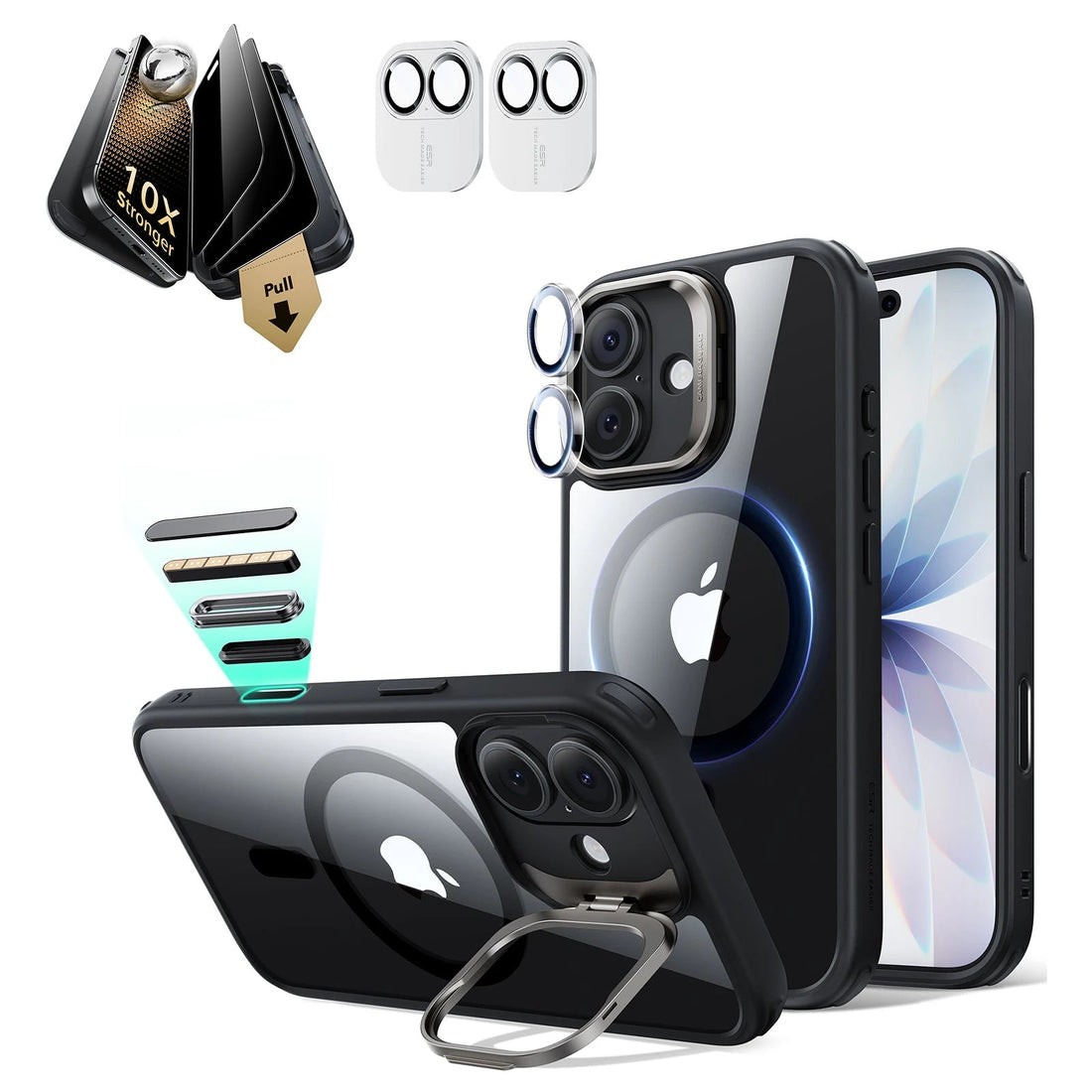 iPhone 17 Classic Magsafe Case with Corning Glass Screen Protector Clear Black