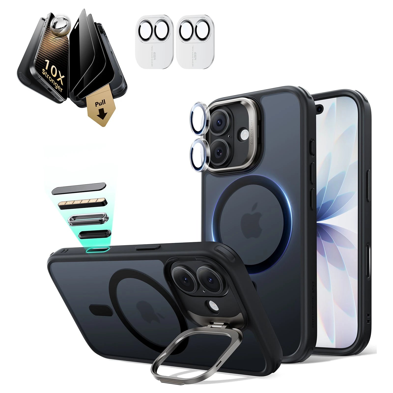 iPhone 17 Classic Magsafe Case with Corning Glass Screen Protector Frosted Black
