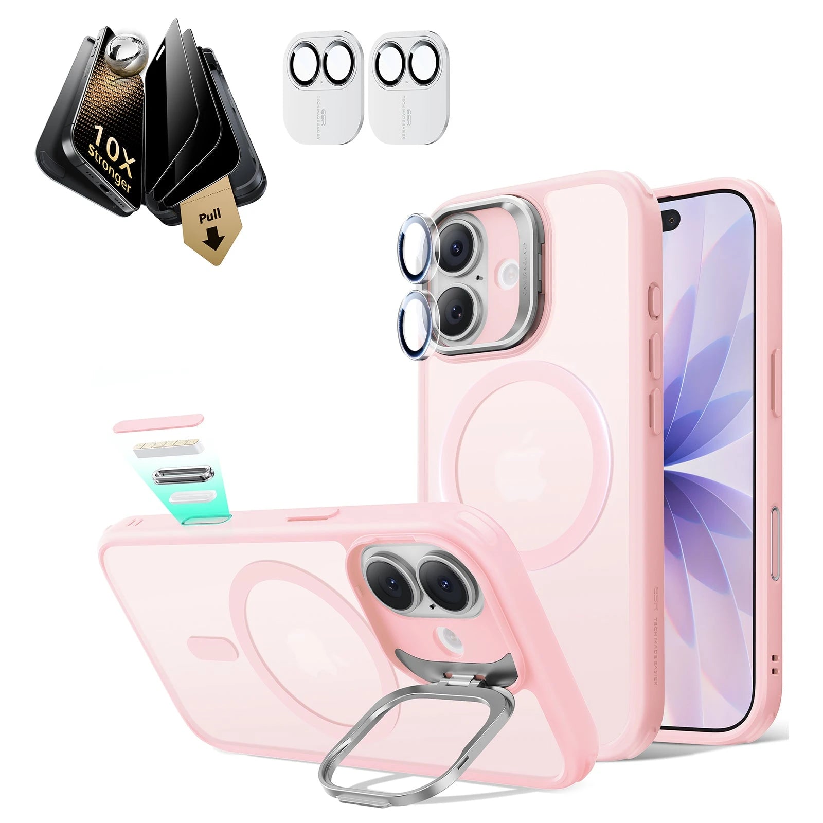 iPhone 17 Classic Magsafe Case with Corning Glass Screen Protector Frosted Bubblegum Pink