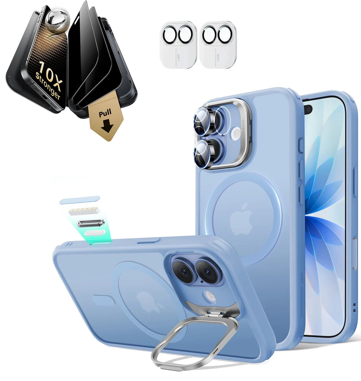 iPhone 17 Bundle Classic Hybrid Magnetic Case Armorite Pro Privacy Screen Protector Frosted Light Blue