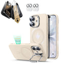 iPhone 17 Silicone Magsafe Case with Stand & Corning Glass Screen Protector Bundle Light Tan