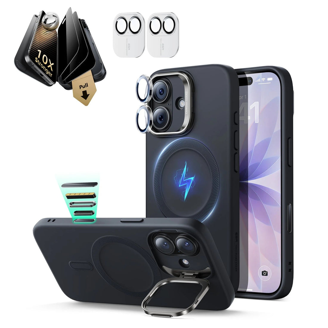 iPhone 17 Pro Max Cloud Soft  Magsafe Case with Corning Glass Screen Protector Black