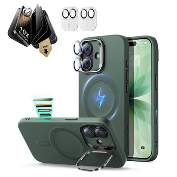 iPhone 17 Pro Max Cloud Soft  Magsafe Case with Corning Glass Screen Protector Green