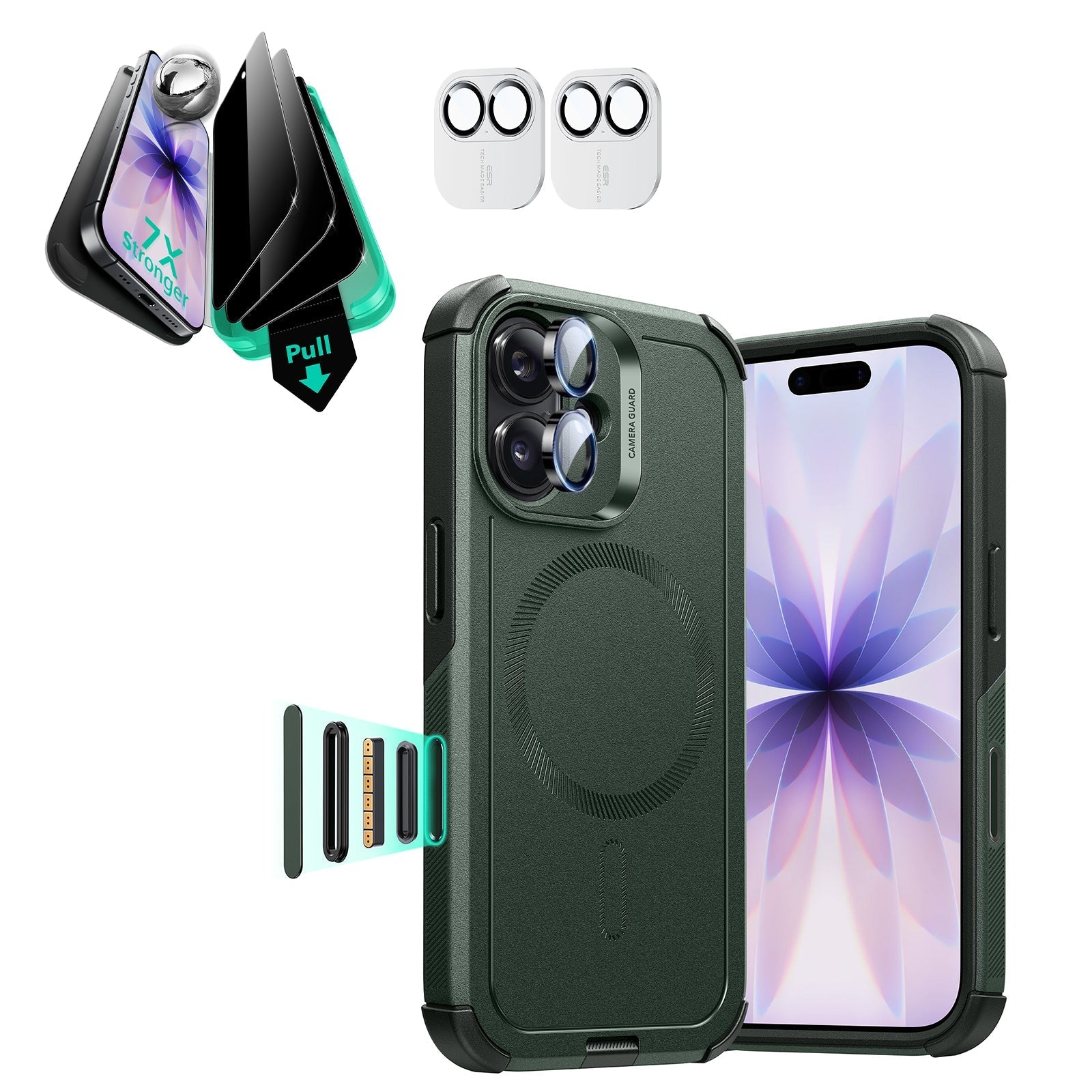 iPhone 17 Cyber Tough Magsafe Case with Privacy Screen Protector Olive Green