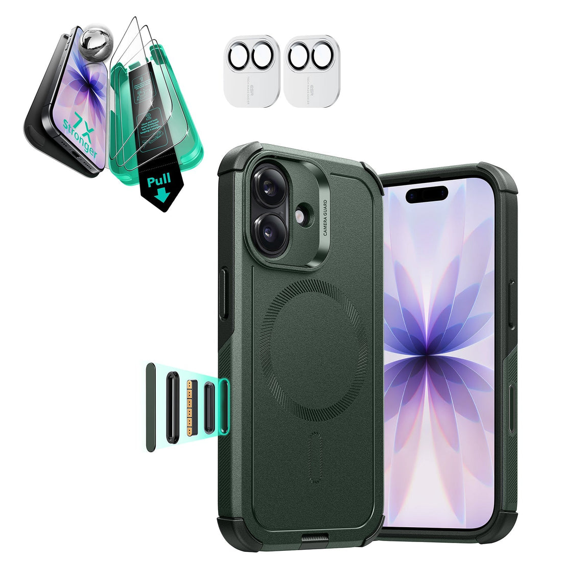 iPhone 17 Cyber Tough Magsafe Case with Screen Protector Olive Green