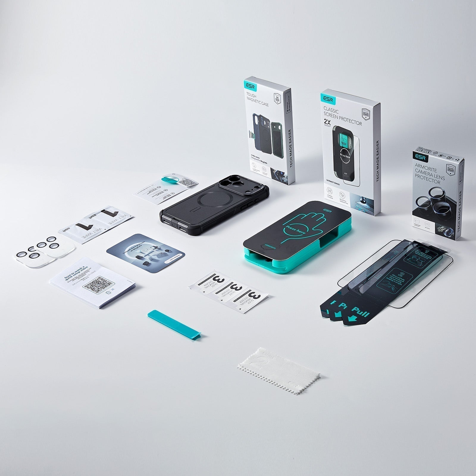 ESR iPhone 17 Cyber Tough Magsafe Case with Screen Protector Black