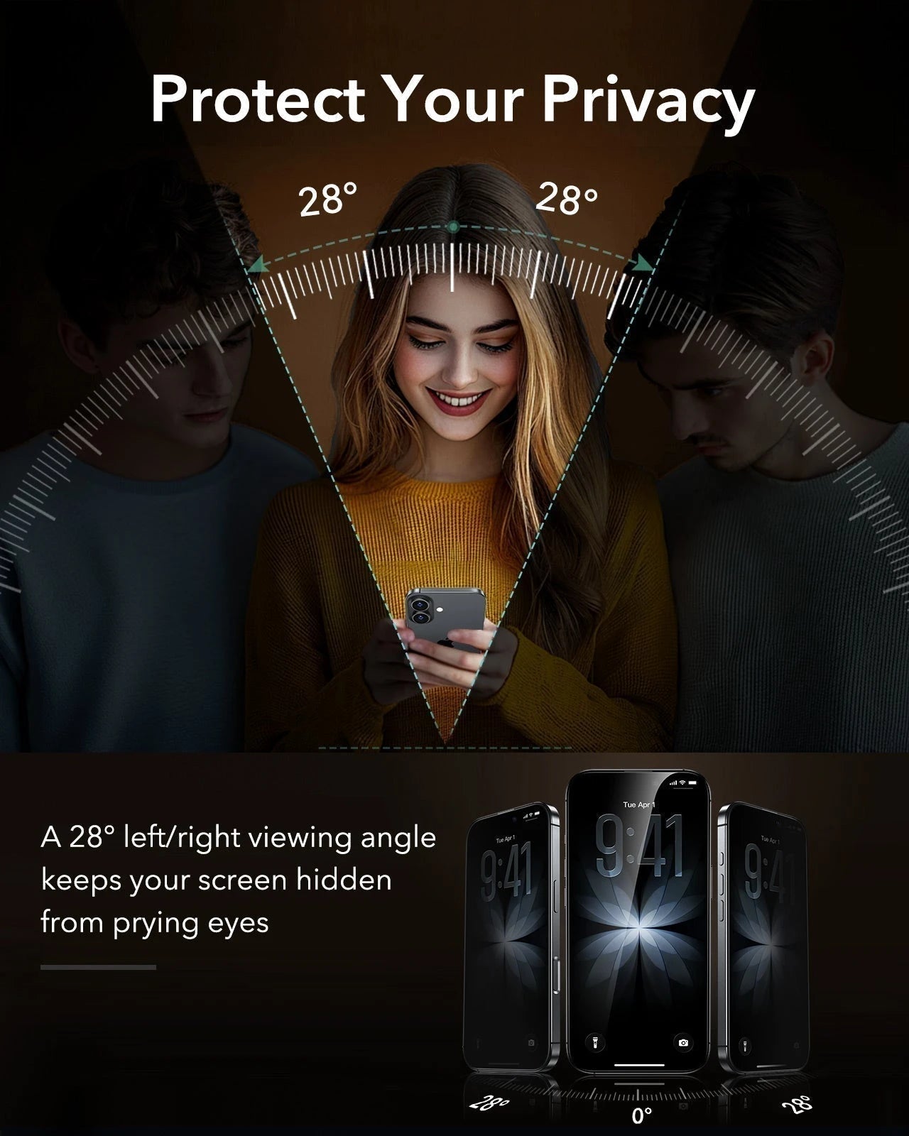 ESR iPhone 17 Corning Glass Privacy Screen Protector  protect your privacy