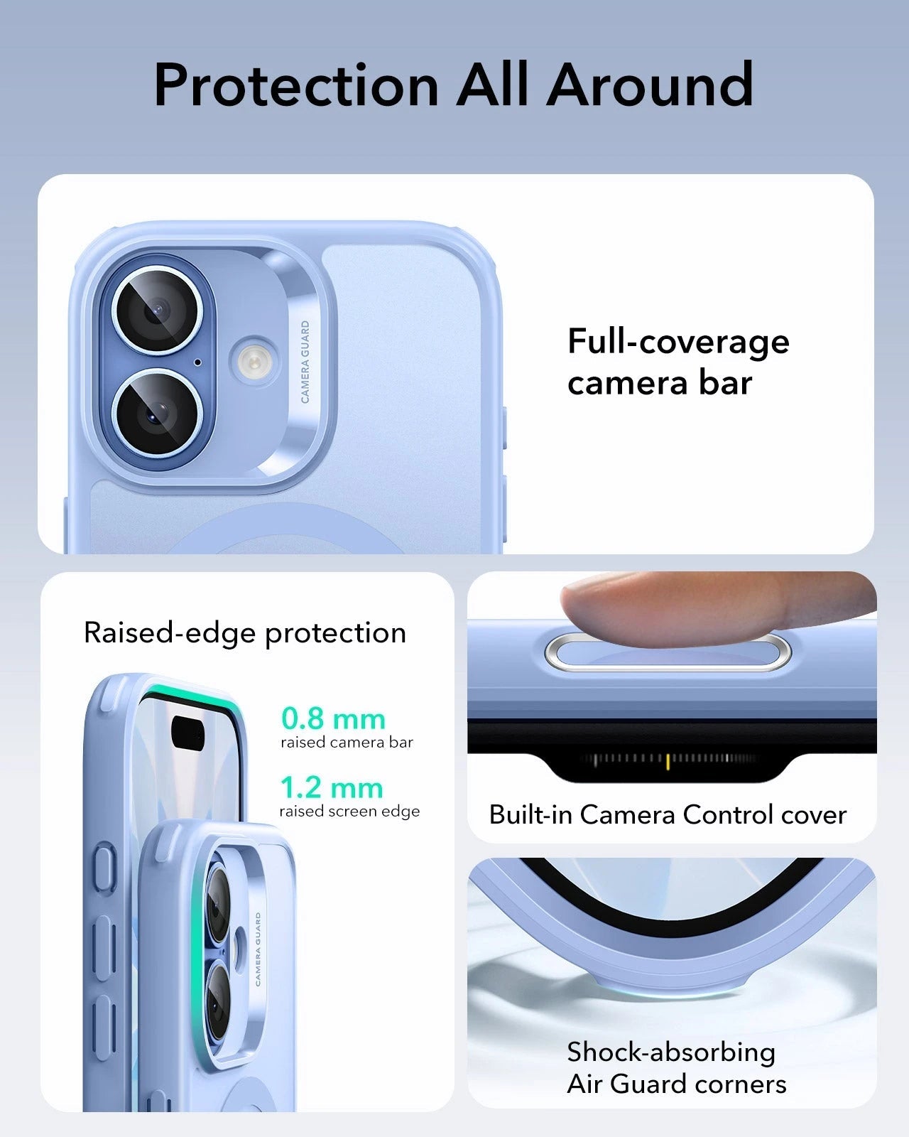 ESR iPhone 17 Claiss Hybrid Magsafe Case Frosted Light Blue  Protection All Around