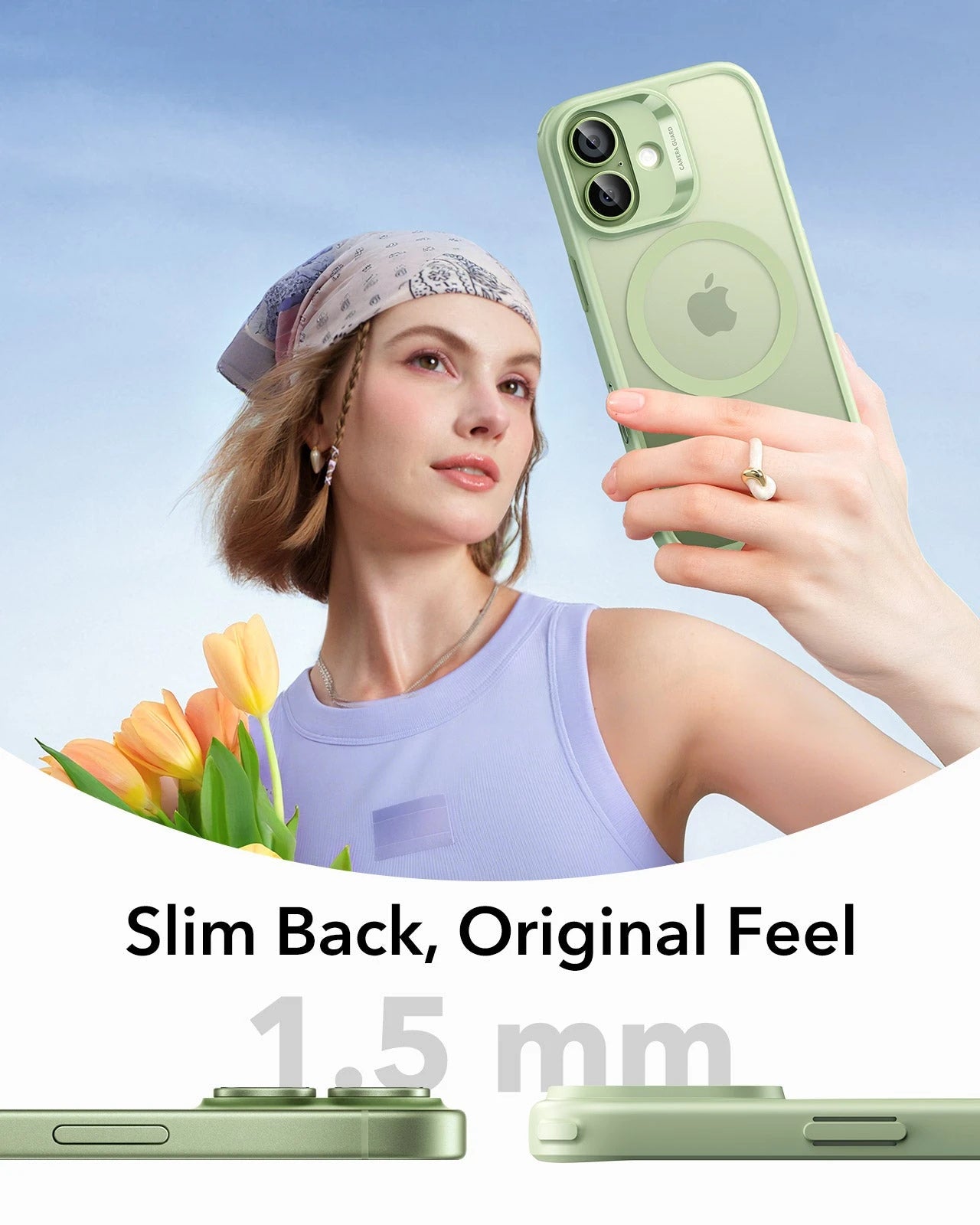 ESR iPhone 17 Claiss Hybrid Magsafe Case Frosted Light Green Slim Back Original Feel