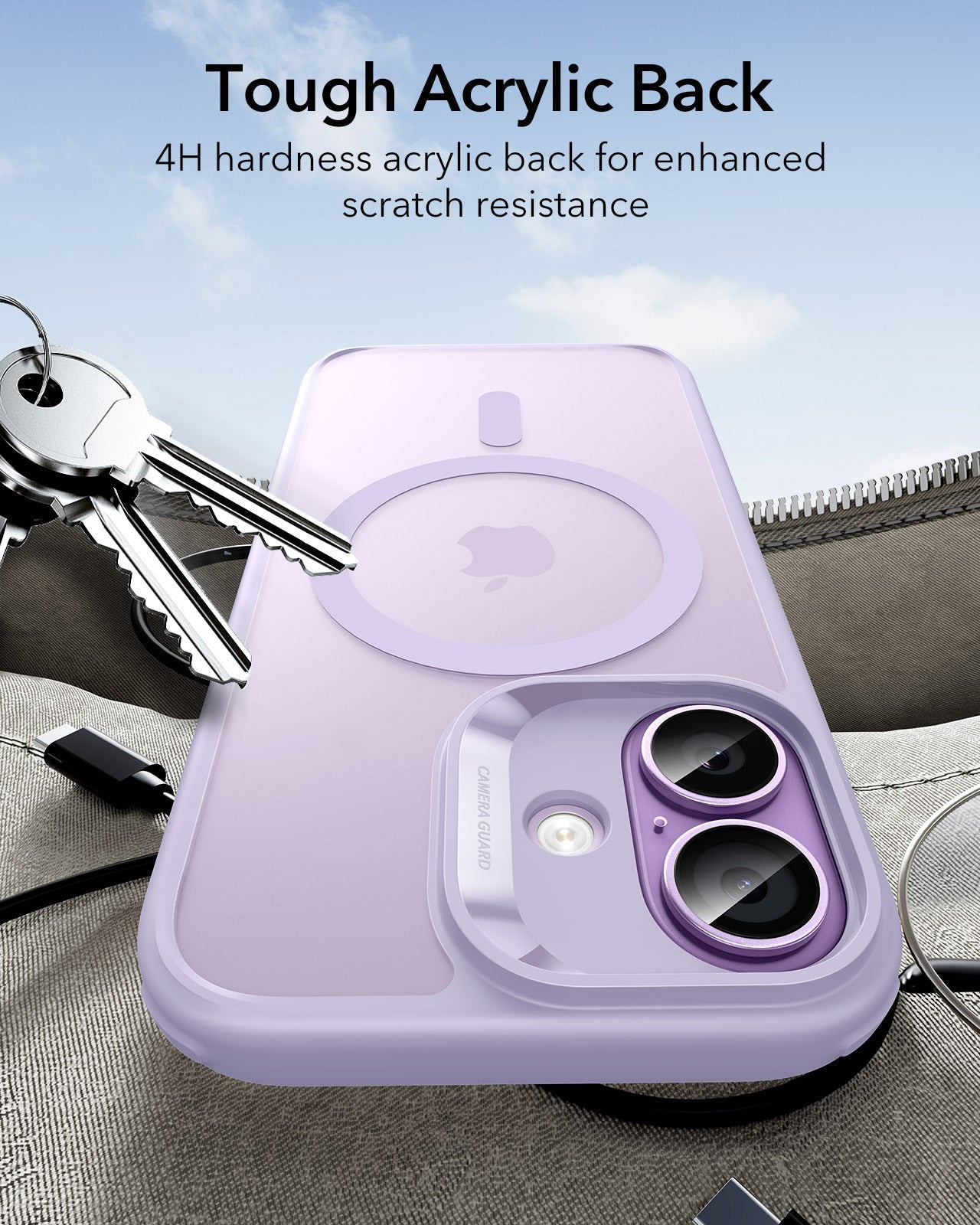 ESR iPhone 17 Claiss Hybrid Magsafe Case Frosted Light Purple Tough Acrylic Back
