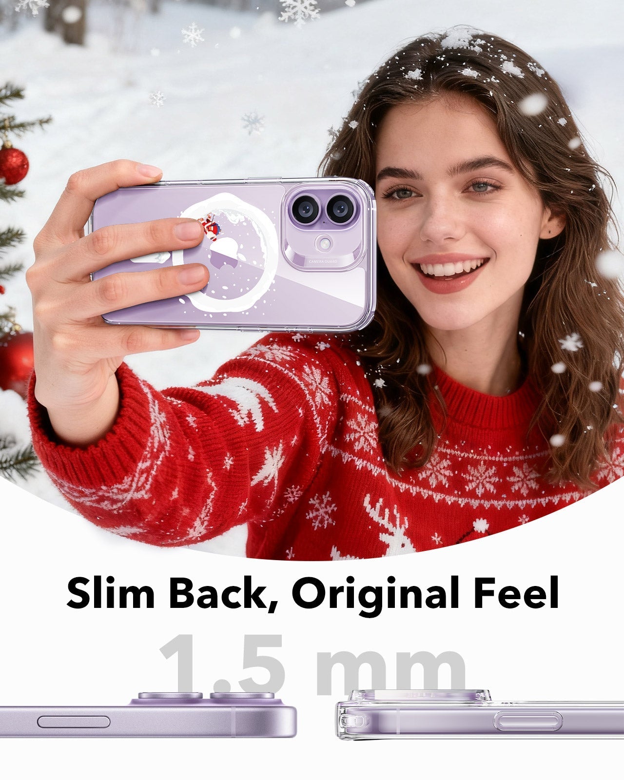Print iPhone 17 Magsafe Case Clear Christmas Santa Skater slimback original feel