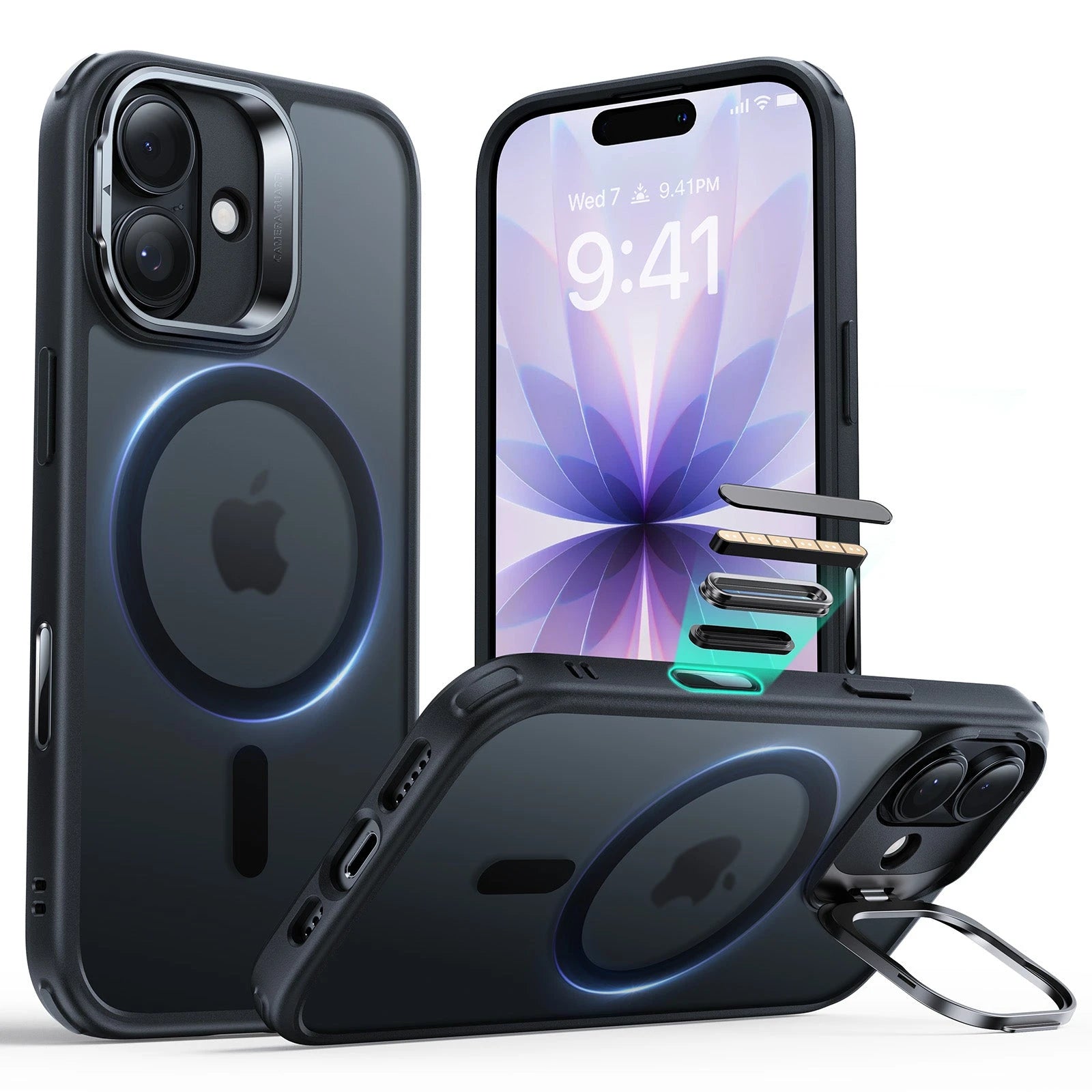 iPhone 17 Classic Hybrid Magnetic Case (Camera Control, Stash Stand) - Frosted Black ESR ESR