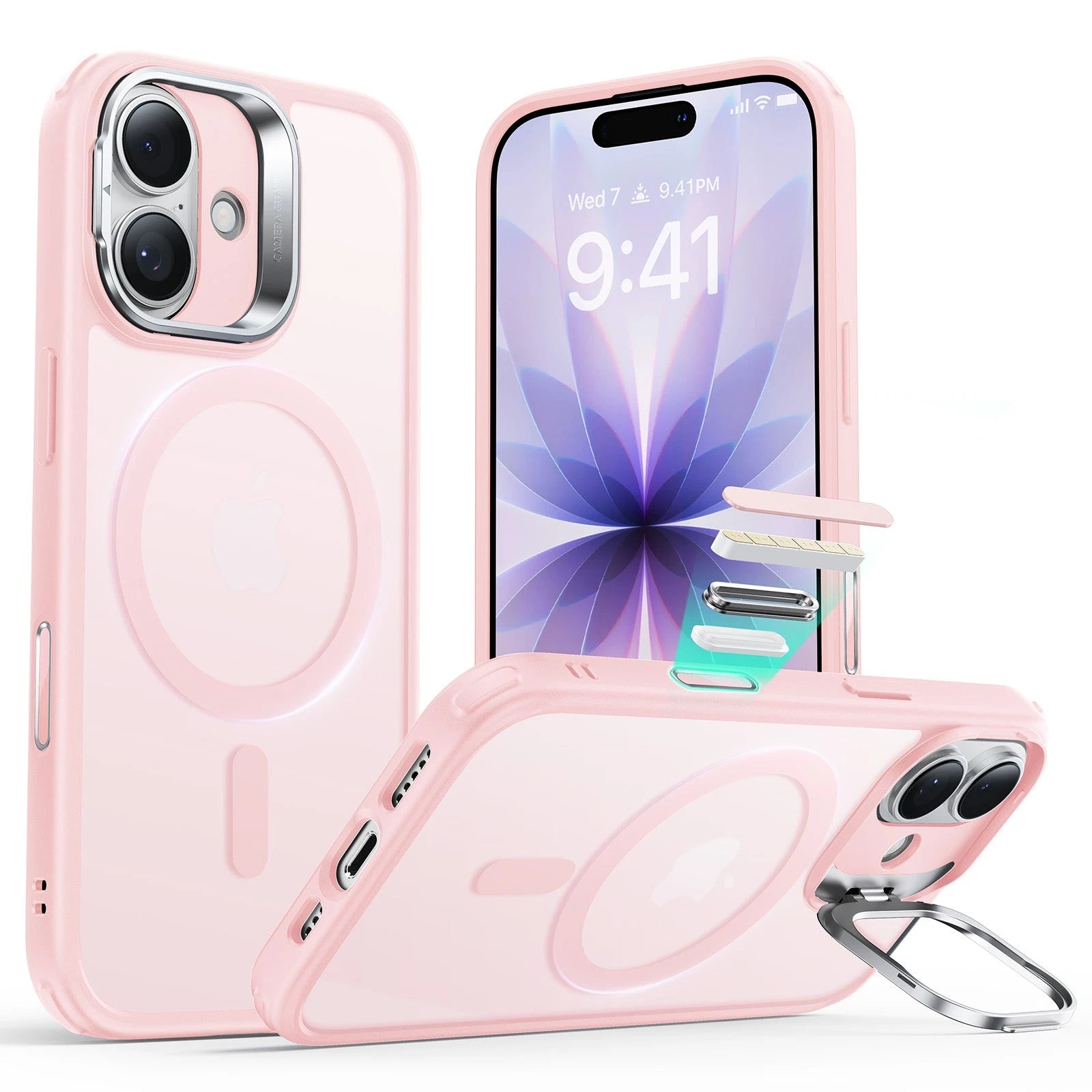 iPhone 17 Classic Hybrid Magnetic Case (Camera Control, Stash Stand) - Frosted Bubblegum Pink ESR ESR
