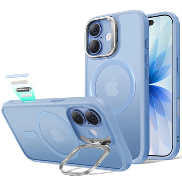 iPhone 17 Claiss Hybrid Magsafe Case with Stand Frosted Light Blue 