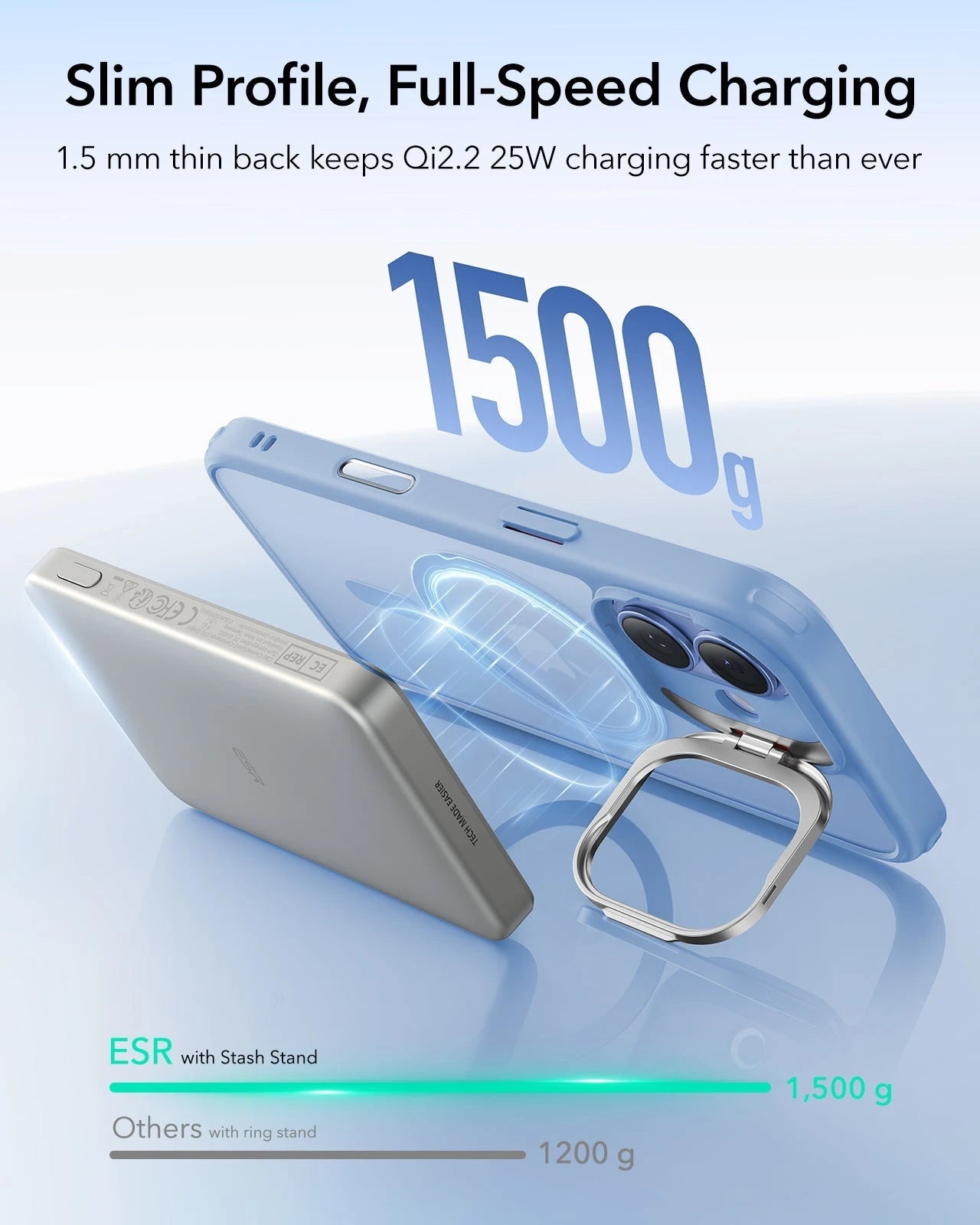 iPhone 17 Claiss Hybrid Magsafe Case with Stand Frosted Light Blue Slim Profile, Full-Speed Charging